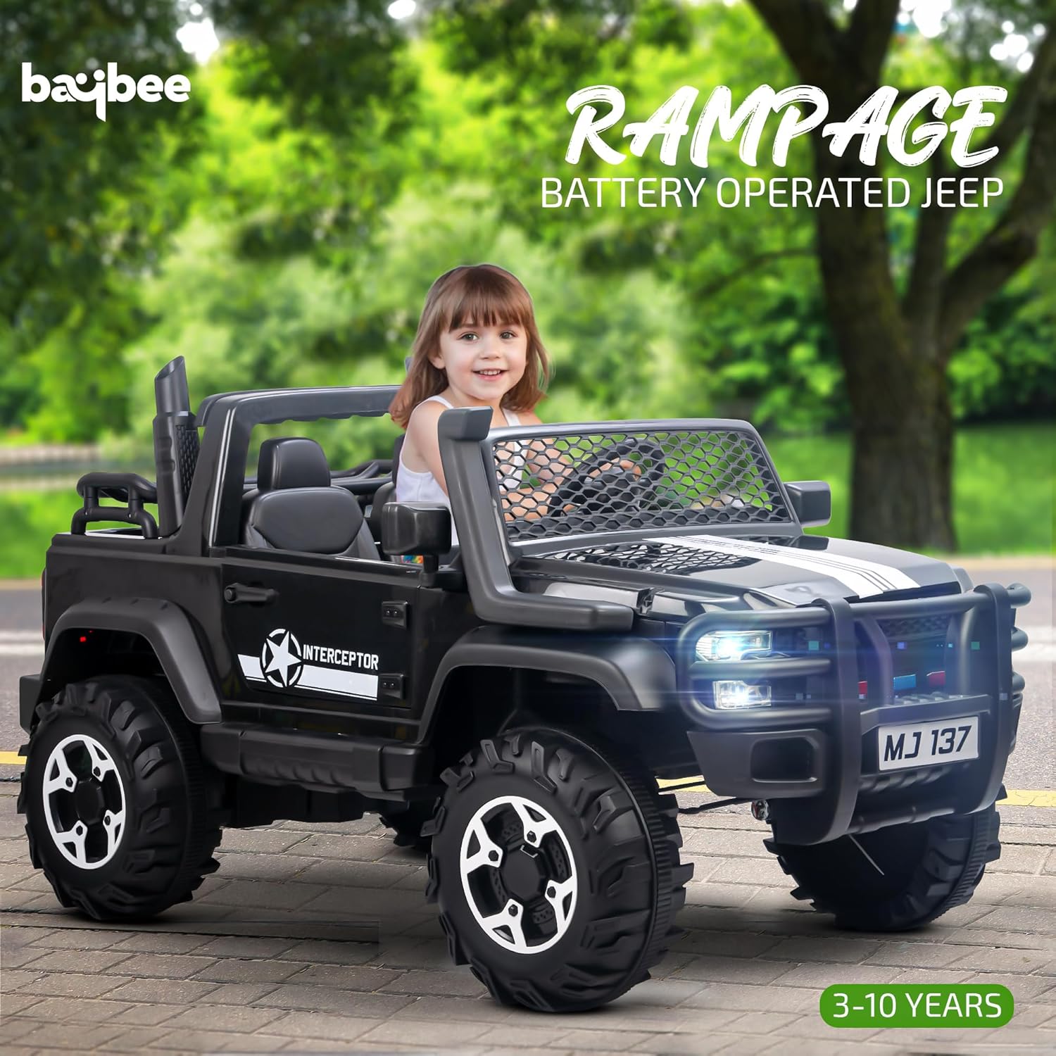 Rampage 4x4 India's Largest Kids Electric Jeep | Inbuilt Bluetooth, Music & Lights | 1-12 Years