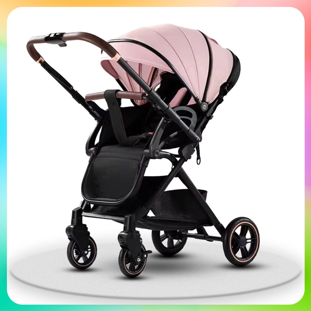 Glide Reversible Handle Baby Stroller Pram Multi-Adjustment, Anti-Shock Wheels (Newborn to Years)