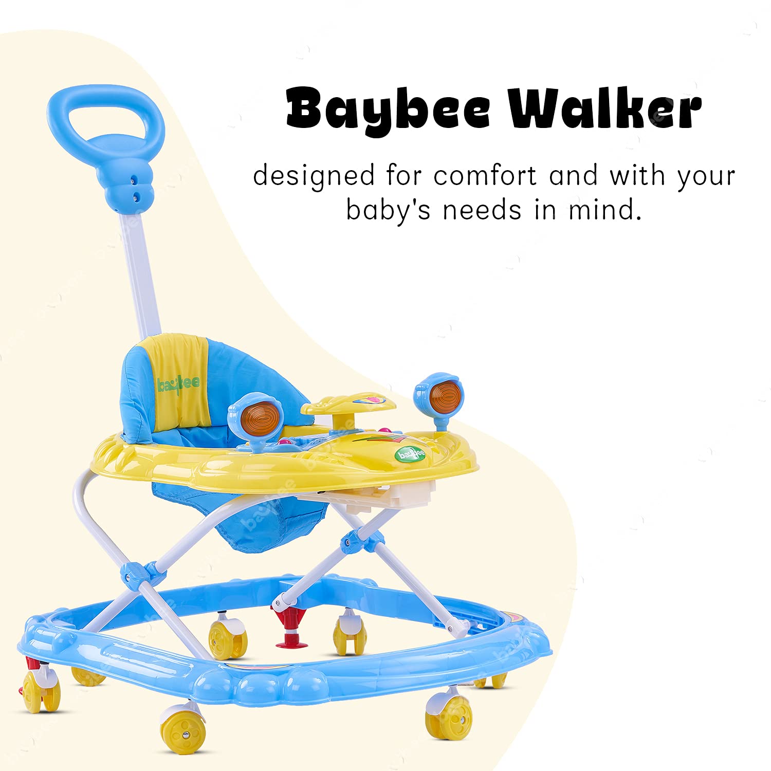 Majesty Baby Musical Walker – Height Adjustable, Foldable Design with Parental Control Push Bar (6 Months to 18 Months)