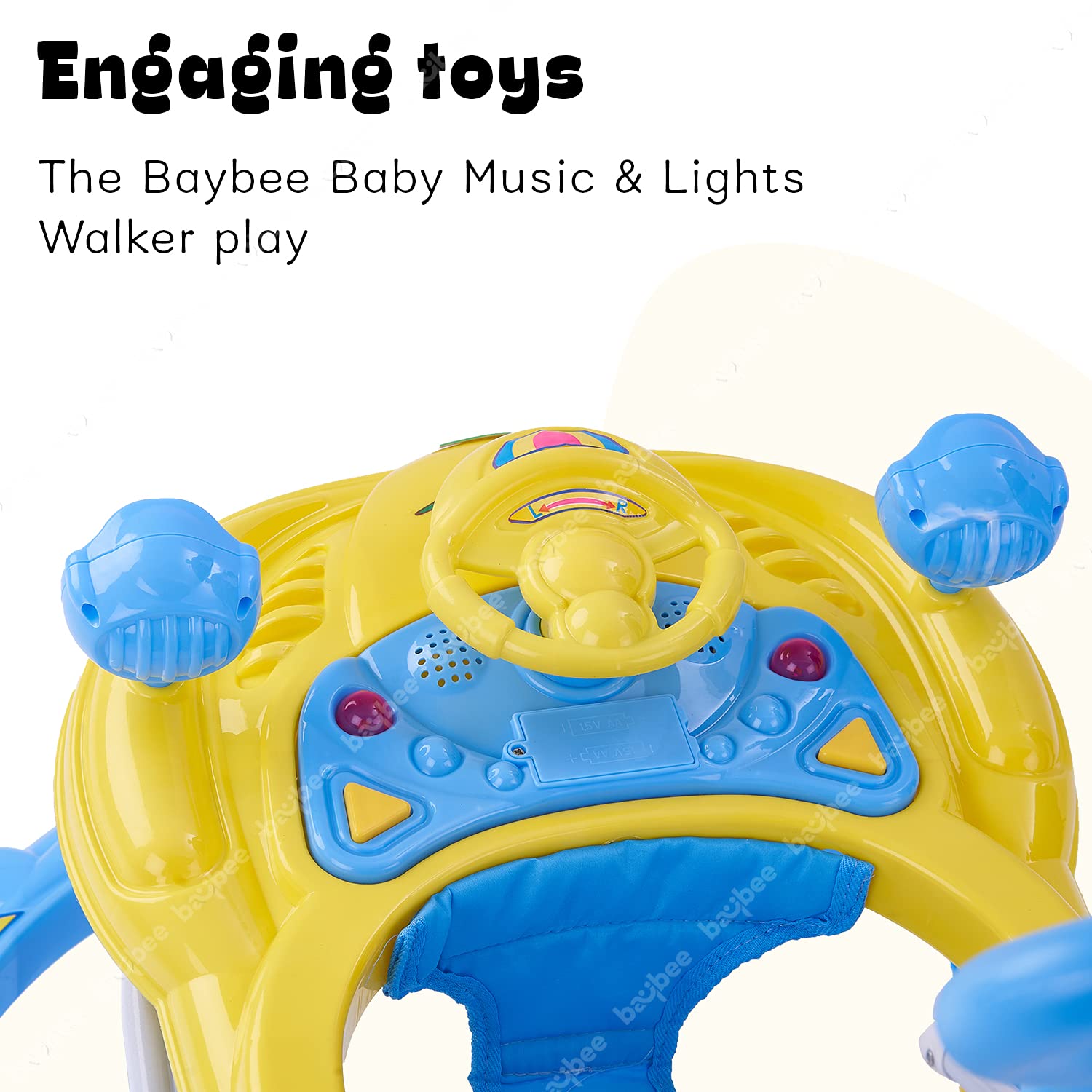 Majesty Baby Musical Walker – Height Adjustable, Foldable Design with Parental Control Push Bar (6 Months to 18 Months)