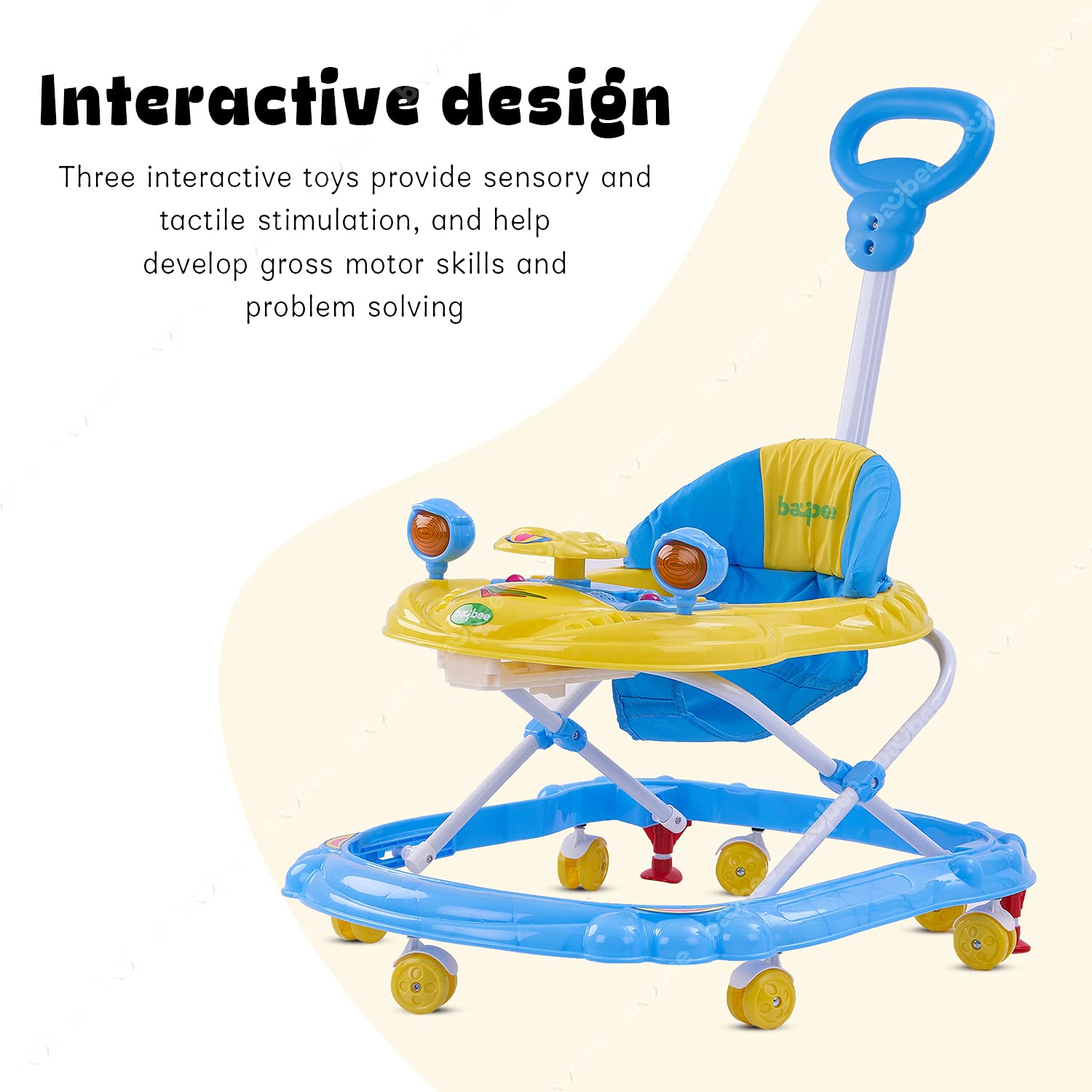 Majesty Baby Musical Walker – Height Adjustable, Foldable Design with Parental Control Push Bar (6 Months to 18 Months)