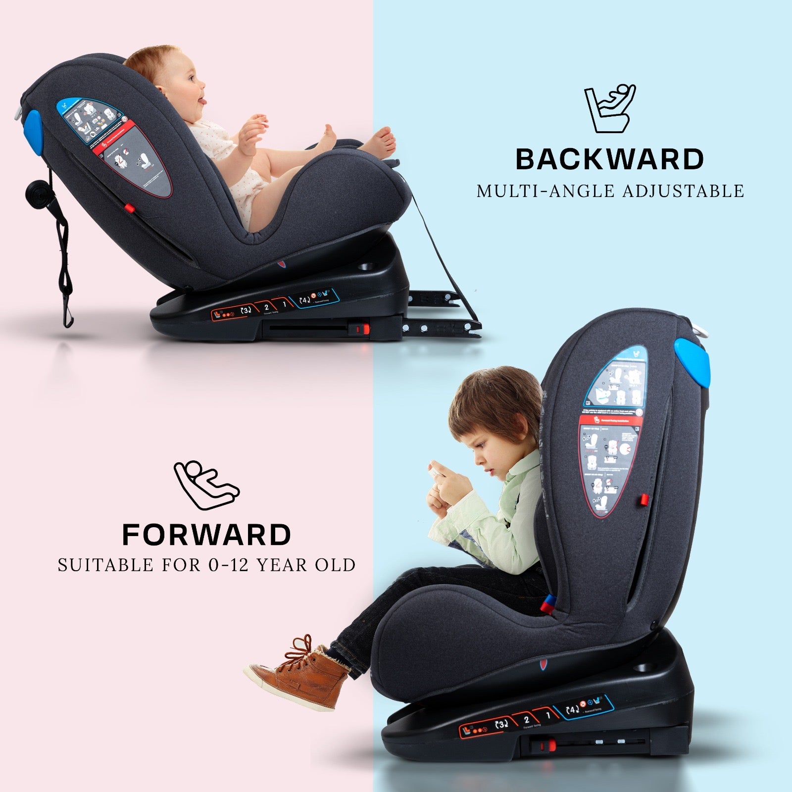 Minikin Stallion ISOFIX 360 Rotatable Car Seat – 5-Point Safety Harness (Newborn to 12 Years)