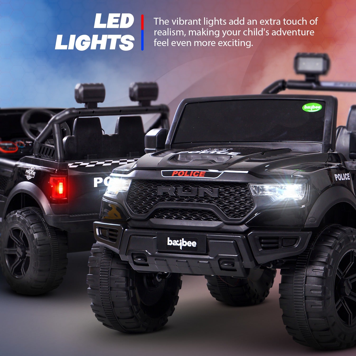Minikin RAM 2x2 Electric Rechargeable Jeep | LED Head Lights & Music | 1-7 Years