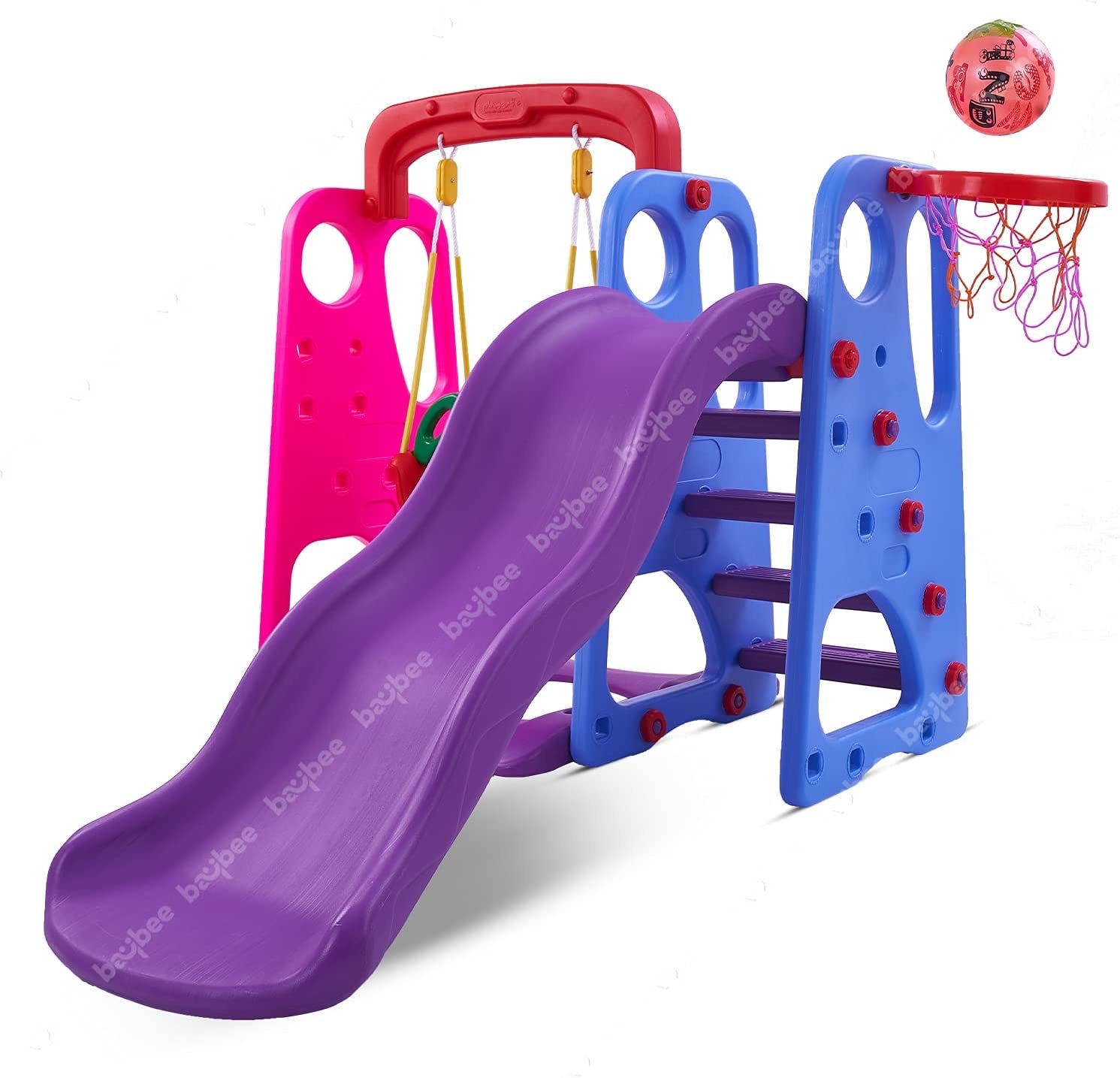 Minikin Super Wavy Combo Set For Kids (Wave Slide + Swing + Basketball) | Indoor & Outdoor | 1-5 Years