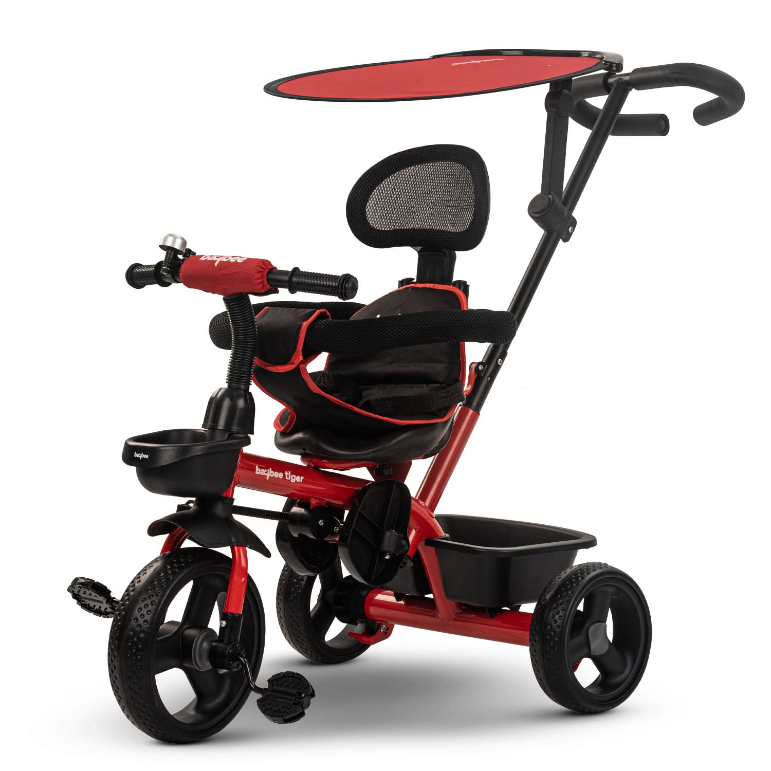 Minikin Canopy Trike I Parental Push Handle I Eva Wheels I Anti Fall Bar I Safety Seat Belt I 1-5 Years I Red