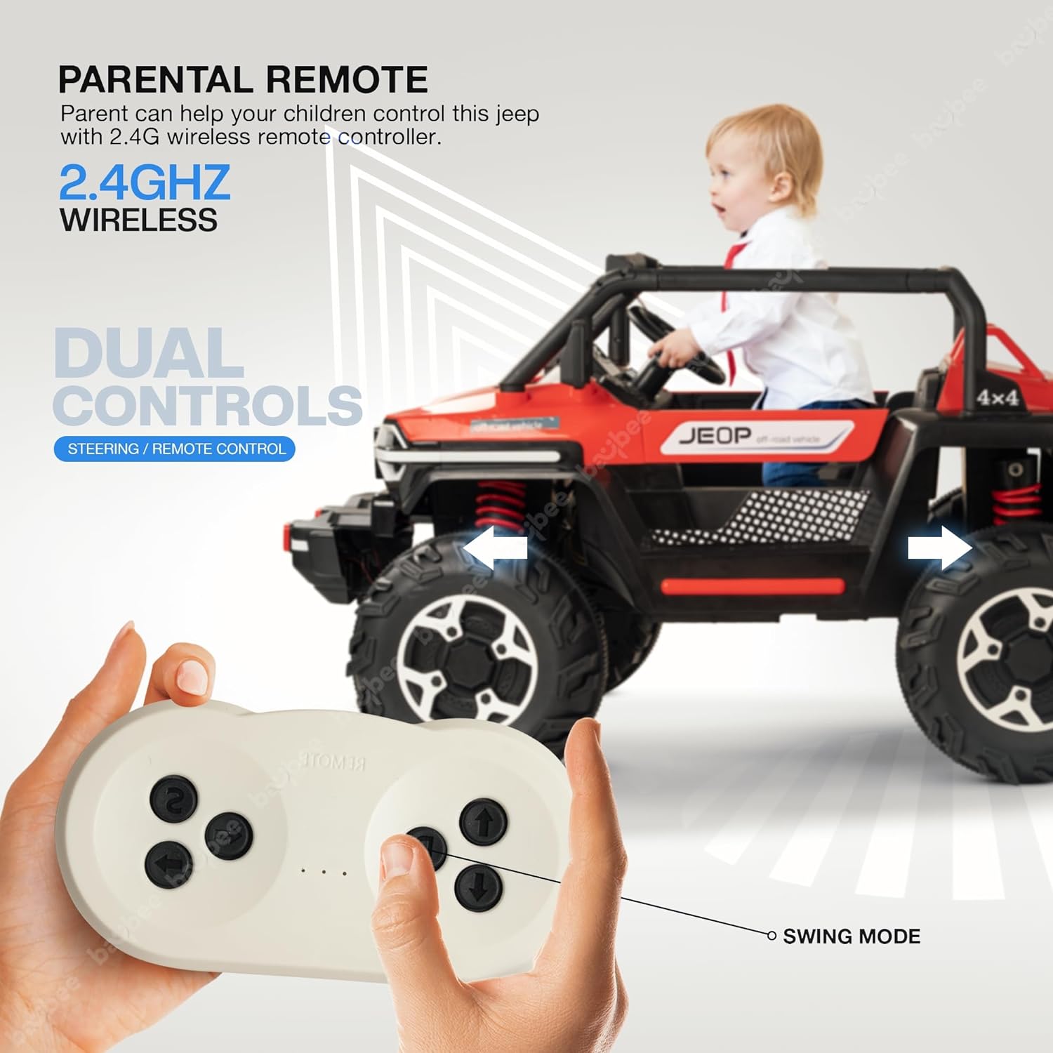 Minikin Fury 2x2 Rechargeable Jeep | Top End Configuration | Ages 1-8 Years