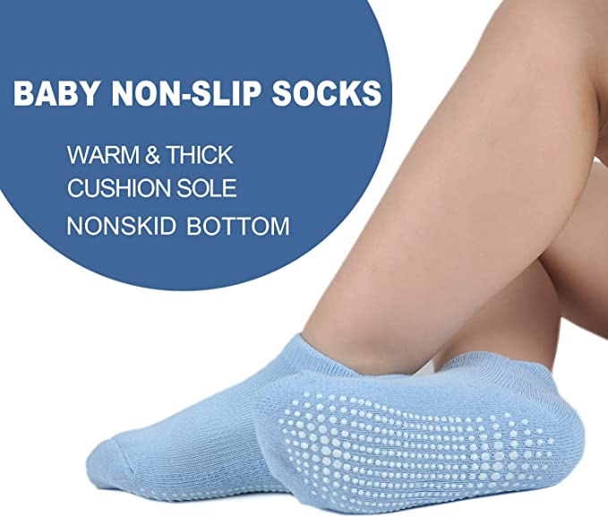 Non-slip Cotton Ankle Socks (Solid Colours) - Pair of 6