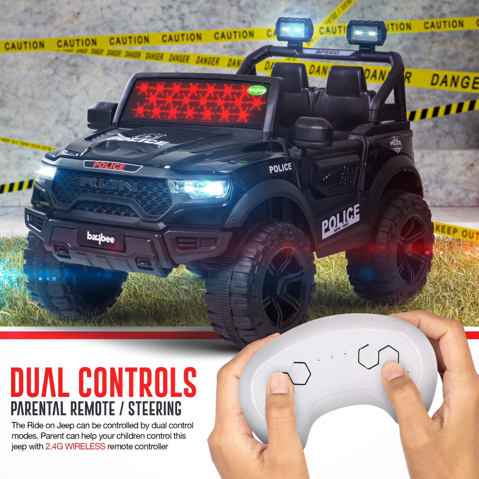 Minikin RAM 4x4 Electric Rechargeable Jeep | LED Head Lights & Music | 1-7 Years