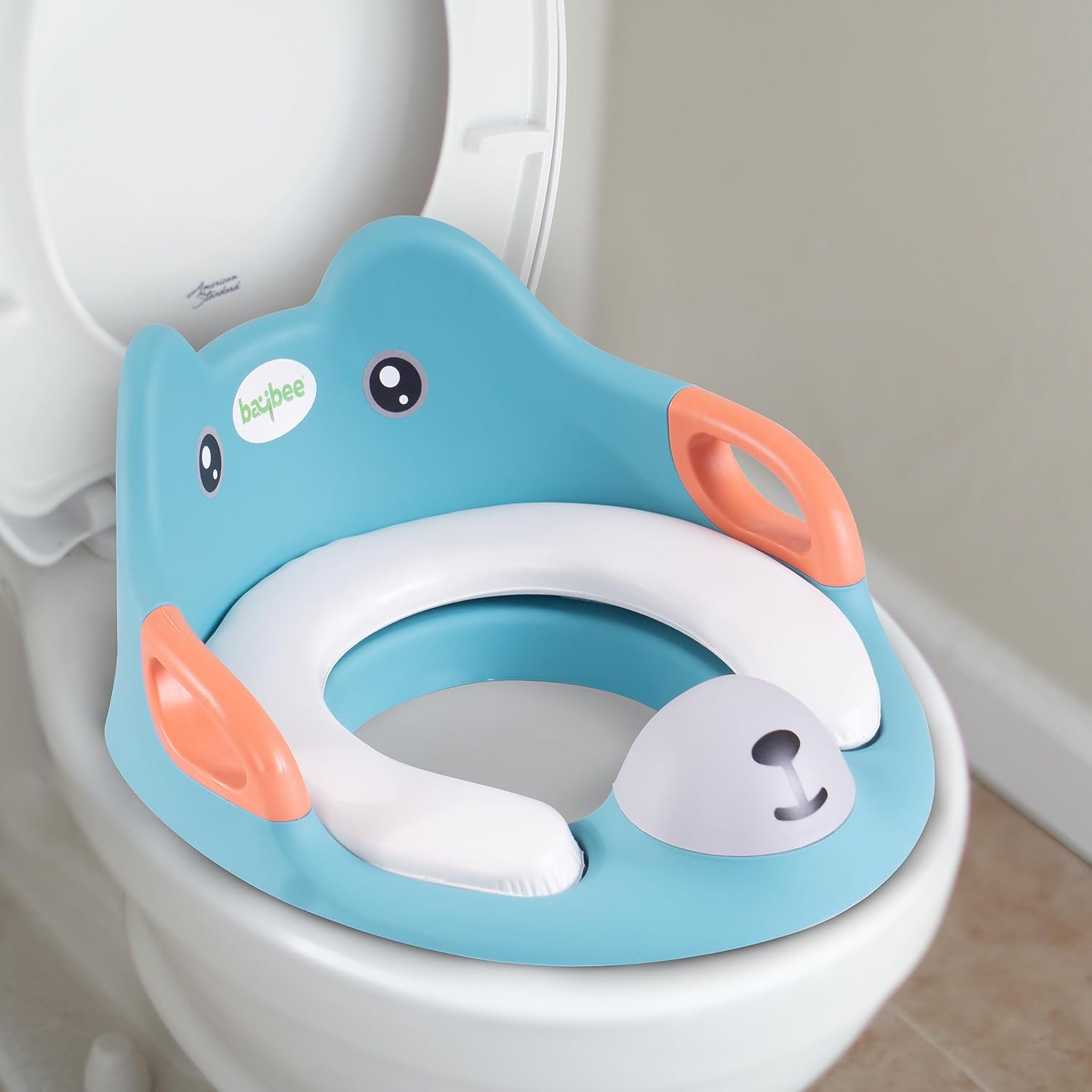 Minikin Prodigy Baby Potty Training Seat Cover for Western Toilet I Soft cushion seat with Handle I Universal Fit I