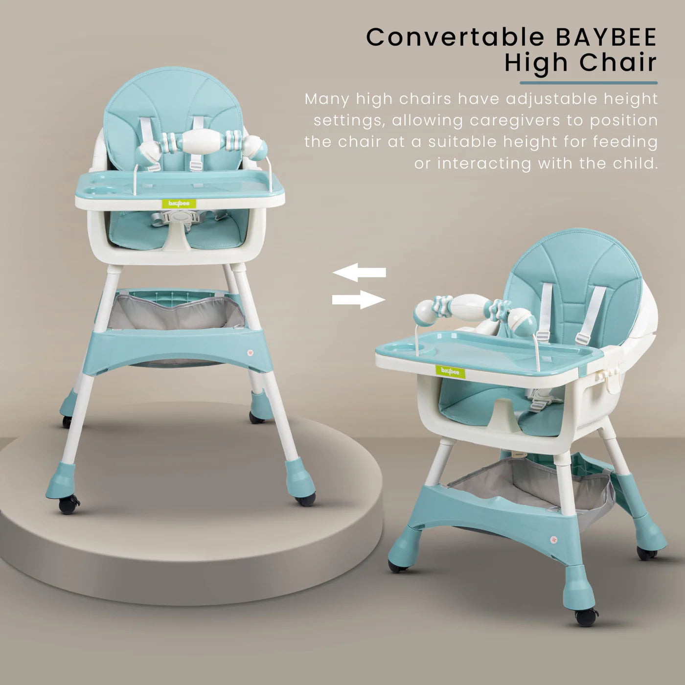 Minikin Aurora Series 3 in 1 Convertible High Chair for Kids with Adjustable Comfortable Seat