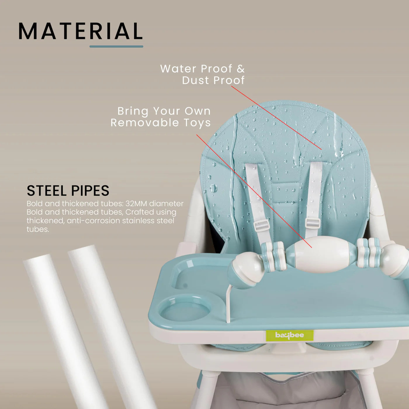 Minikin Aurora Series 3 in 1 Convertible High Chair for Kids with Adjustable Comfortable Seat