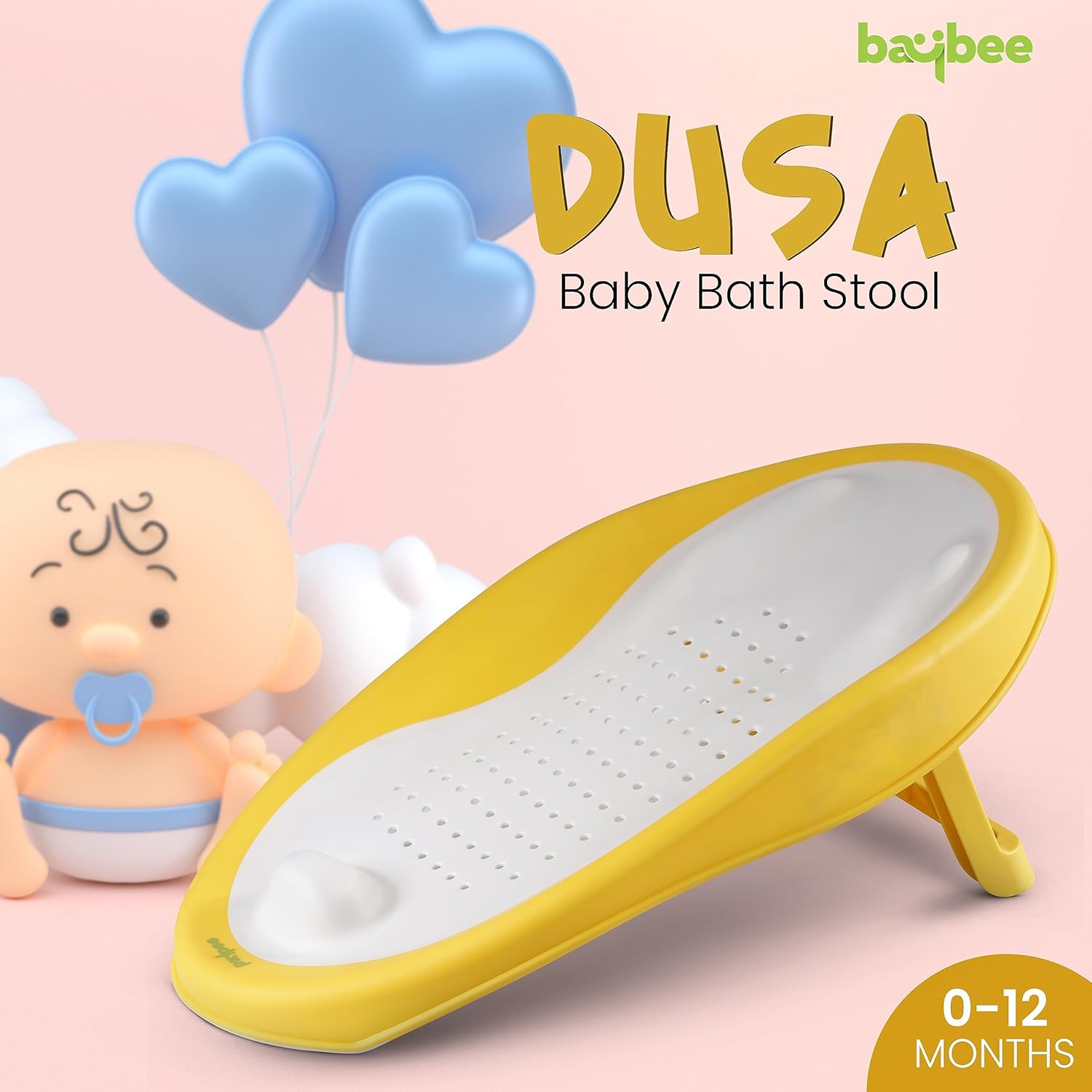 Dusa Baby Bath Seat - Anti-Slip, Foldable & Ergonomic (0-12 Months)