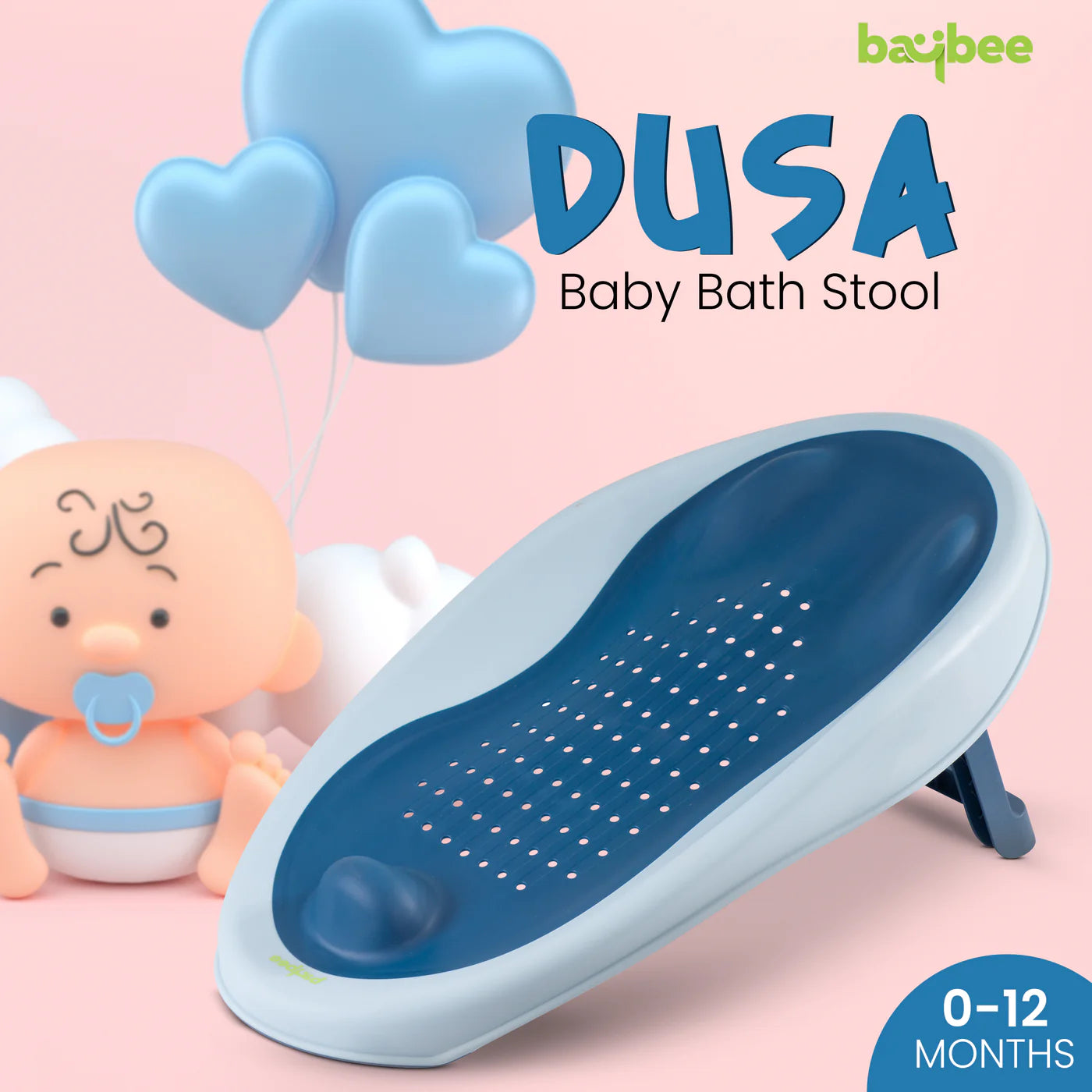 Dusa Baby Bath Seat - Anti-Slip, Foldable & Ergonomic (0-12 Months)