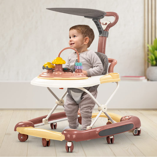 Minikin Elvira 2in1 Baby Walker with Canopy I Rocking Chair I Parental Control Handle I Interactive Musical Toy Bar I 6-24M I