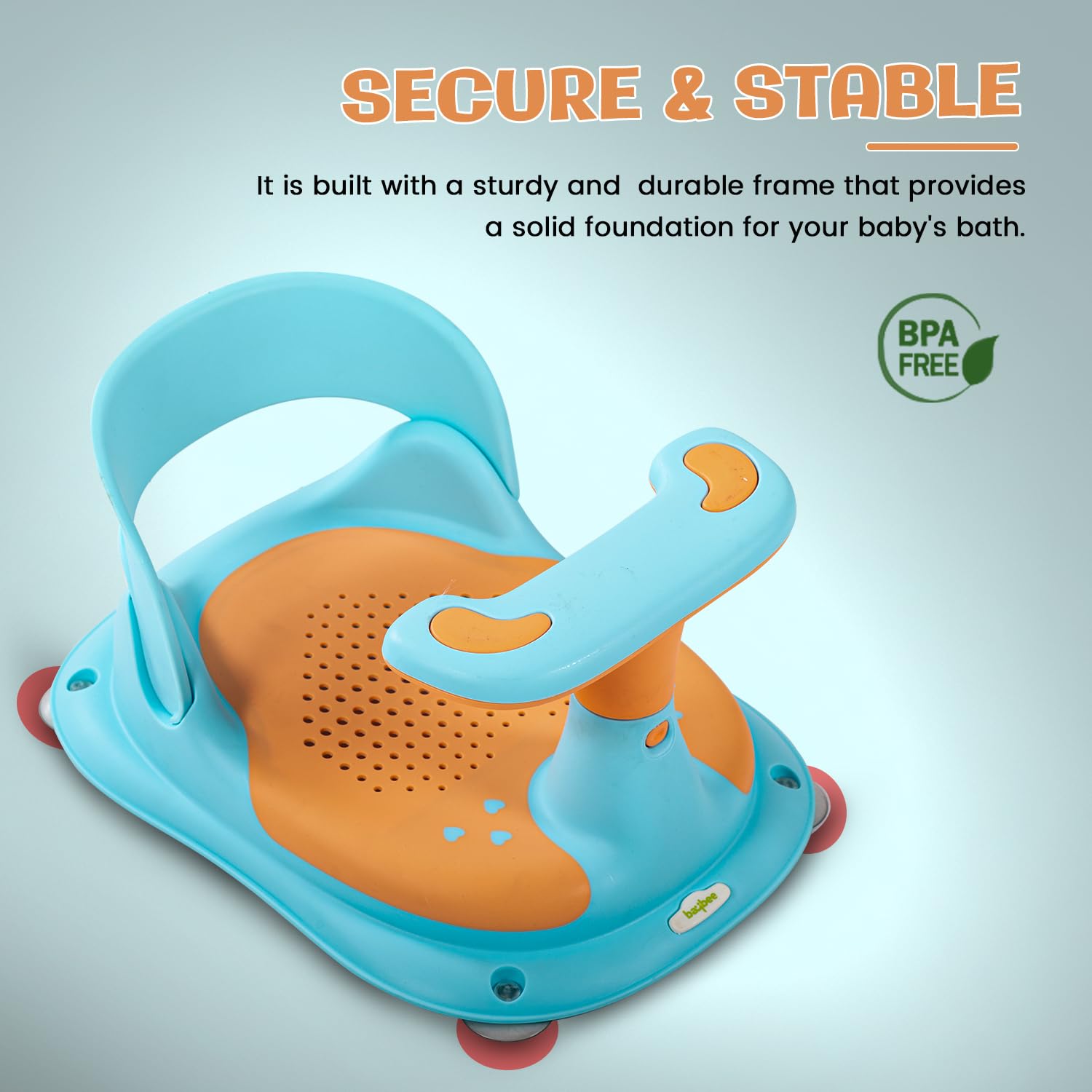 Minikin Slash Infant Baby Bath Stool I Breathable and Elastic Mesh Cushion for Sitting up I Comfortable Bath Position I 3M+