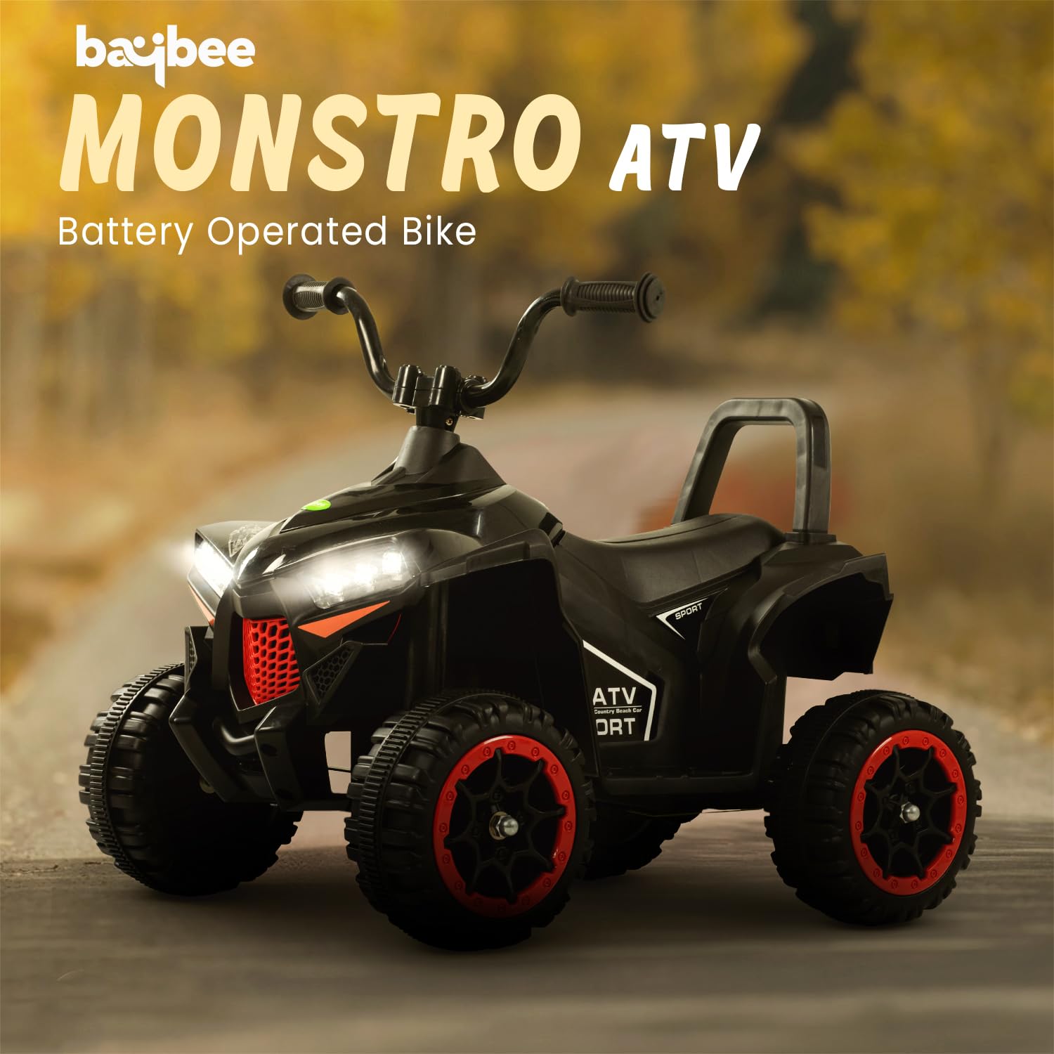 Minikin Monster ATV Electric Rechargeable Beach Buggy I LED Headlights & Music I 1-5 Years