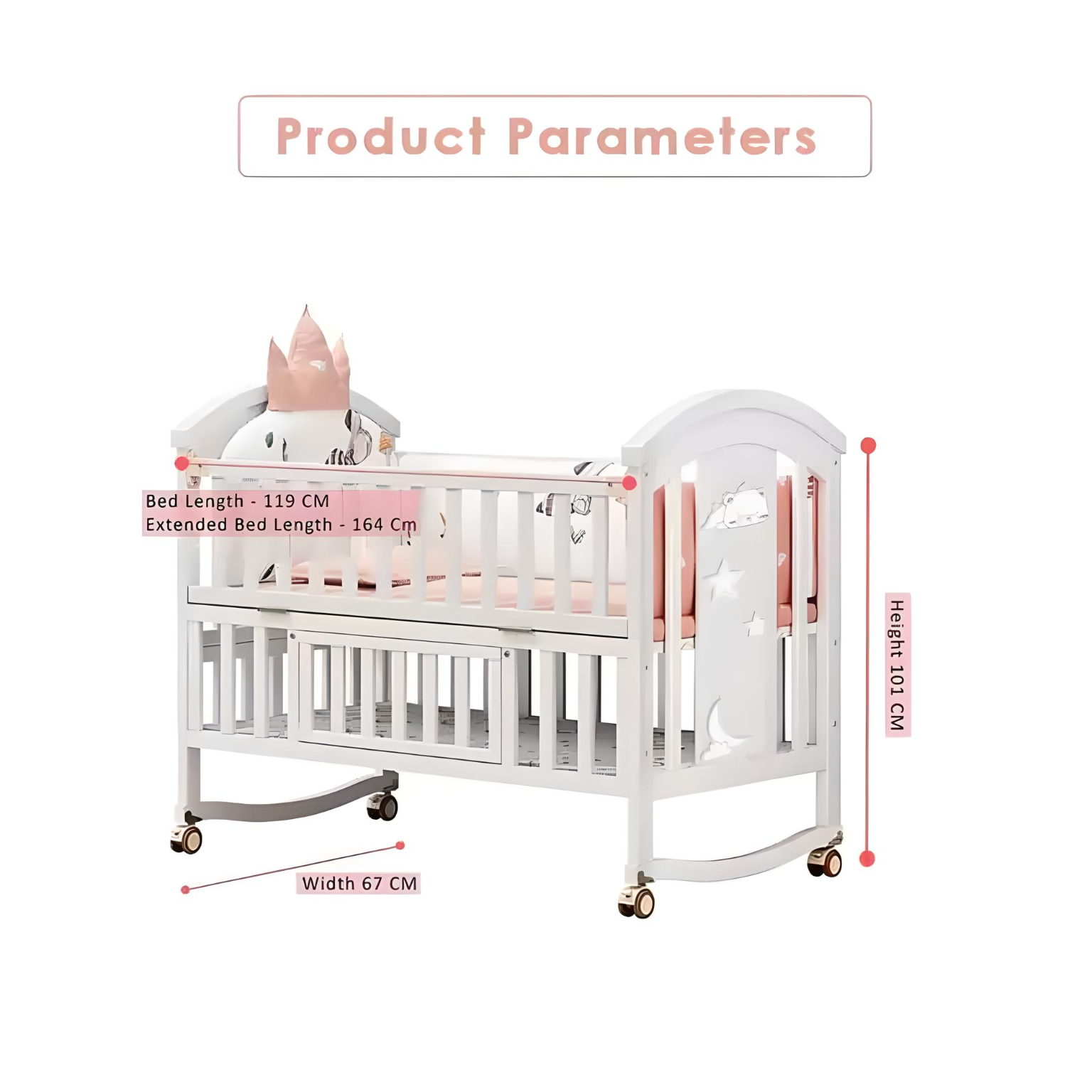 Minikin Emperia Co-Sleeping Extendable Wooden Crib I Mattress & Bumper Bed I NB - 6 Years