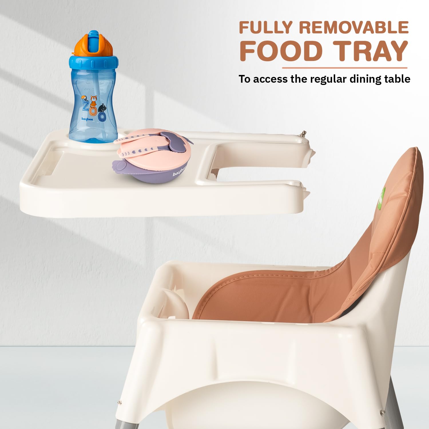 Clento 2-in-1 Baby High Chair - Adjustable Height, Footrest & Tray (6M-3Y)