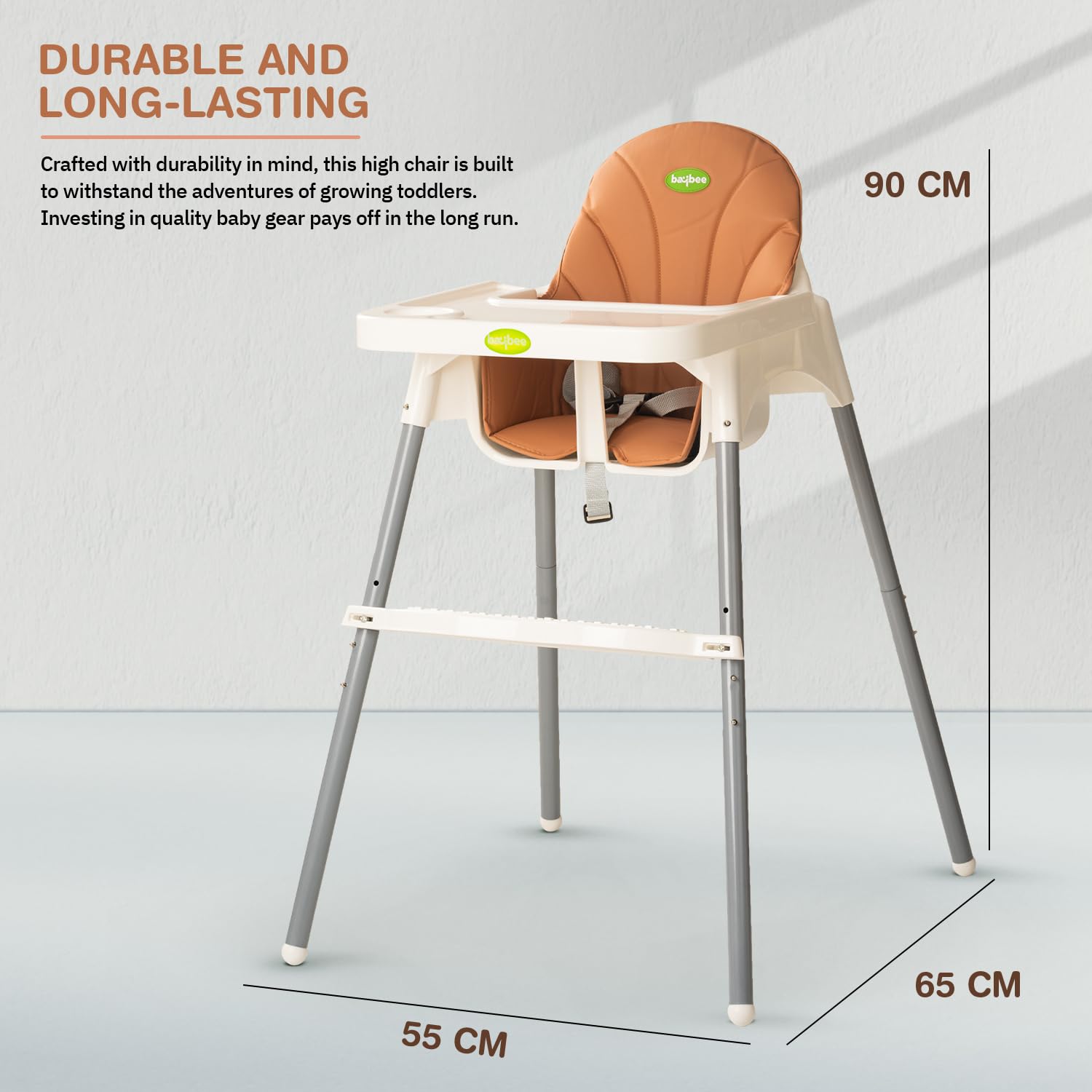 Clento 2-in-1 Baby High Chair - Adjustable Height, Footrest & Tray (6M-3Y)