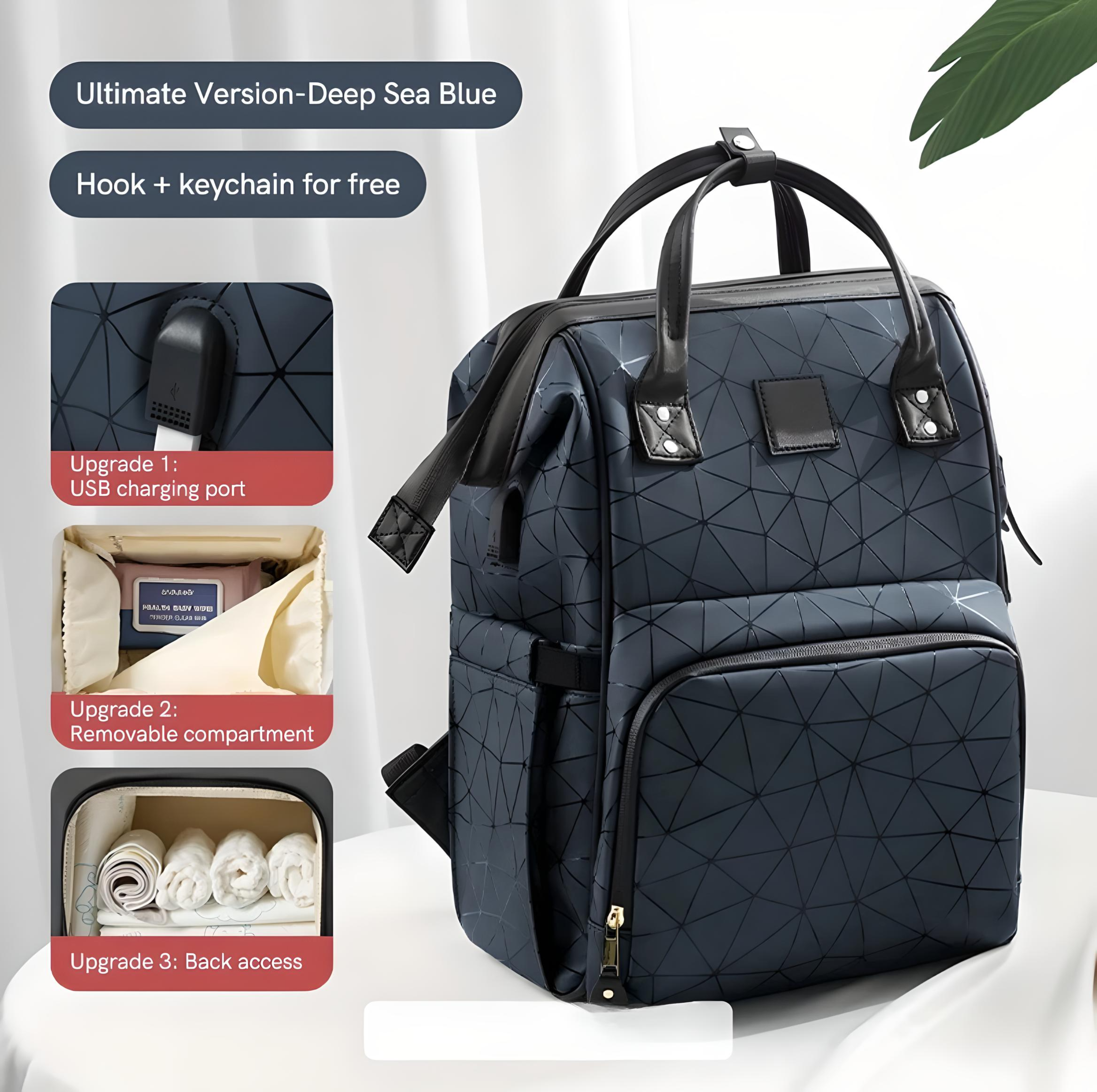 Minikin Elita PU Leather Mother Bag I Water-proof Travel Friendly Diaper Bag I Thermal Insulated Pockets