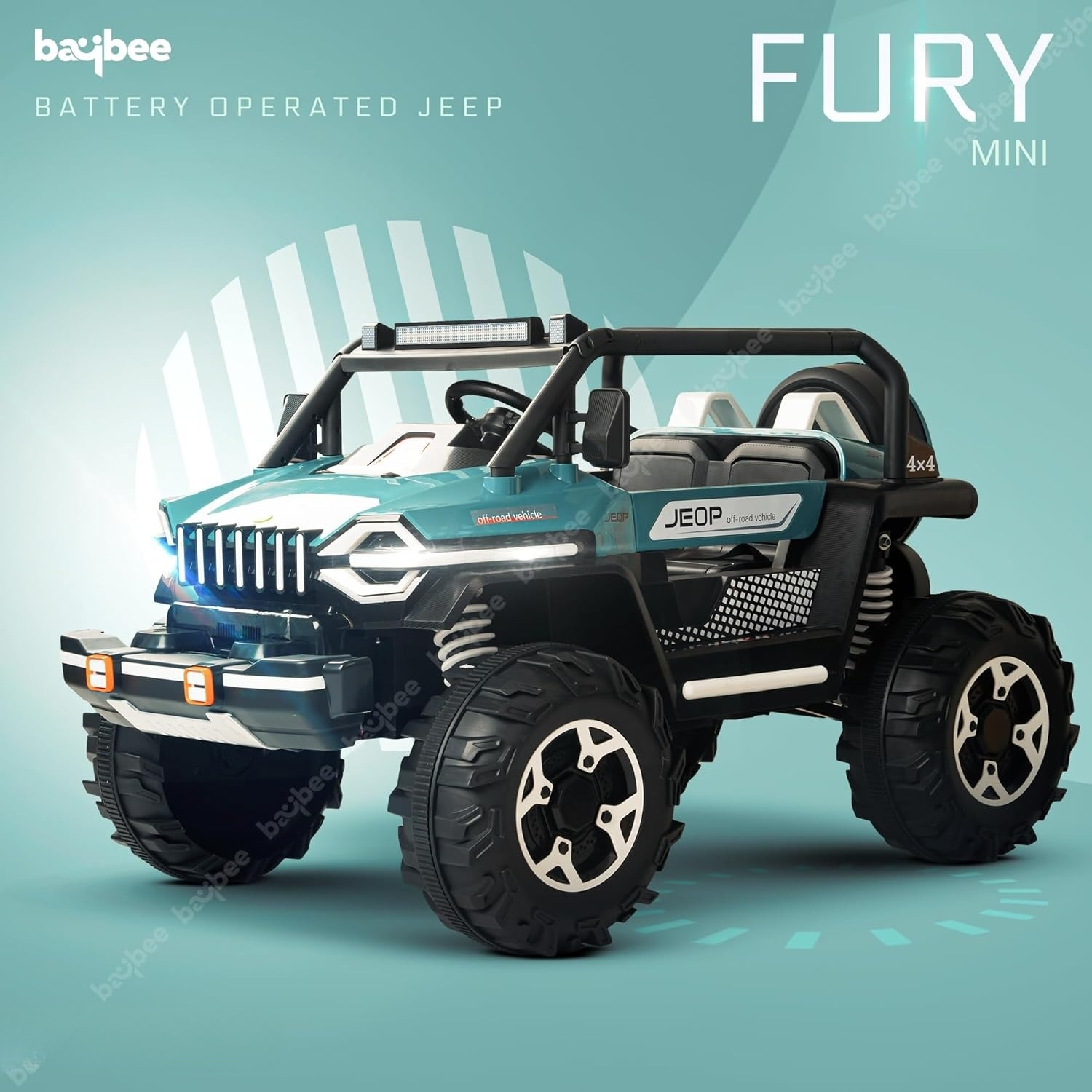 Minikin Fury 2x2 Rechargeable Jeep | Top End Configuration | Ages 1-8 Years