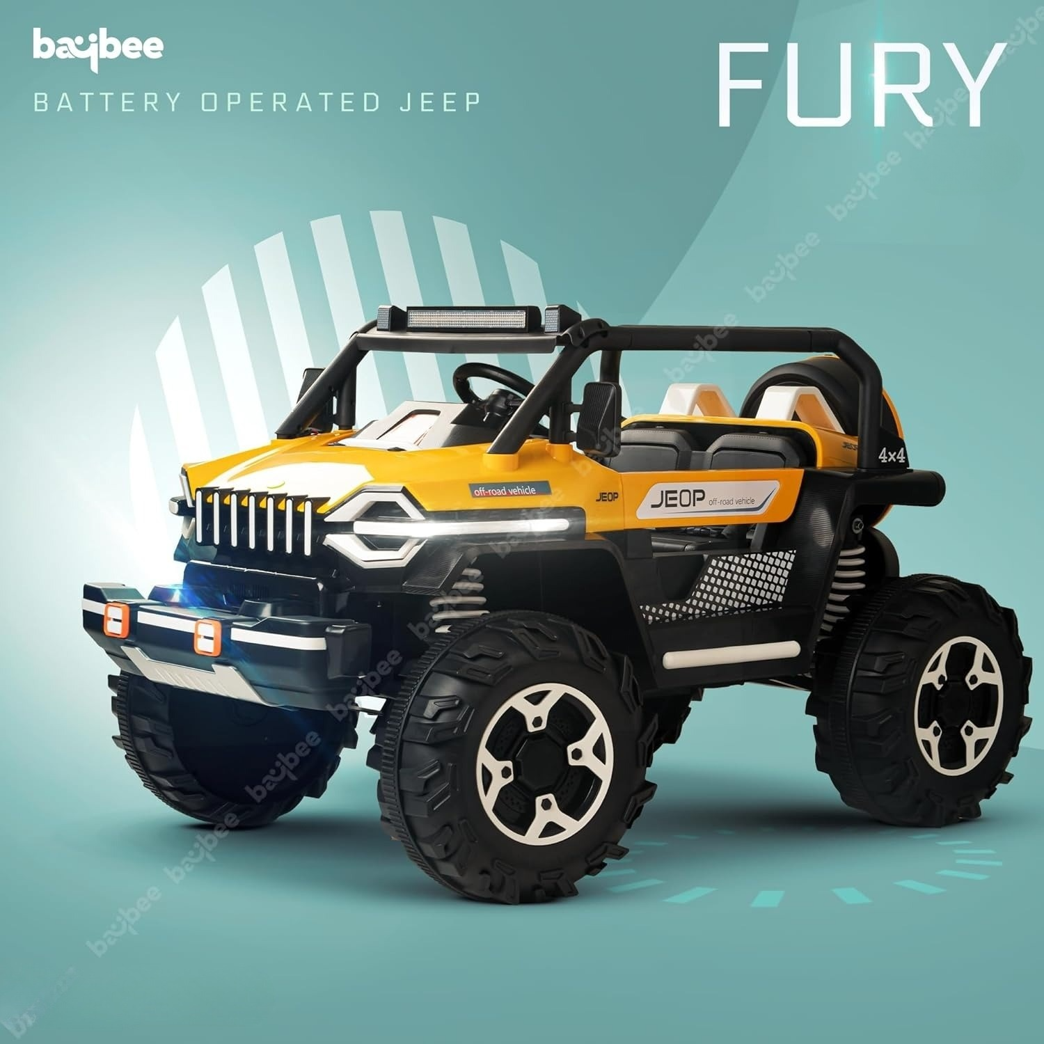 Minikin Fury 2x2 Rechargeable Jeep | Top End Configuration | Ages 1-8 Years