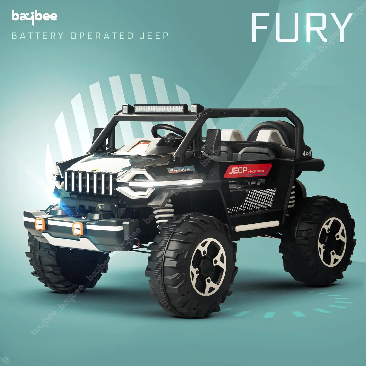 Minikin Fury 2x2 Rechargeable Jeep | Top End Configuration | Ages 1-8 Years