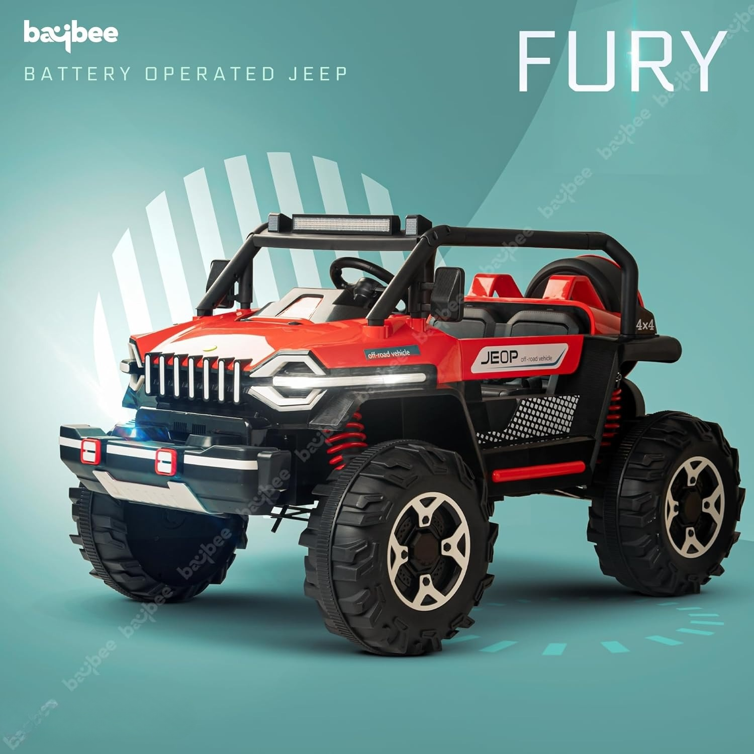 Minikin Fury 2x2 Rechargeable Jeep | Top End Configuration | Ages 1-8 Years