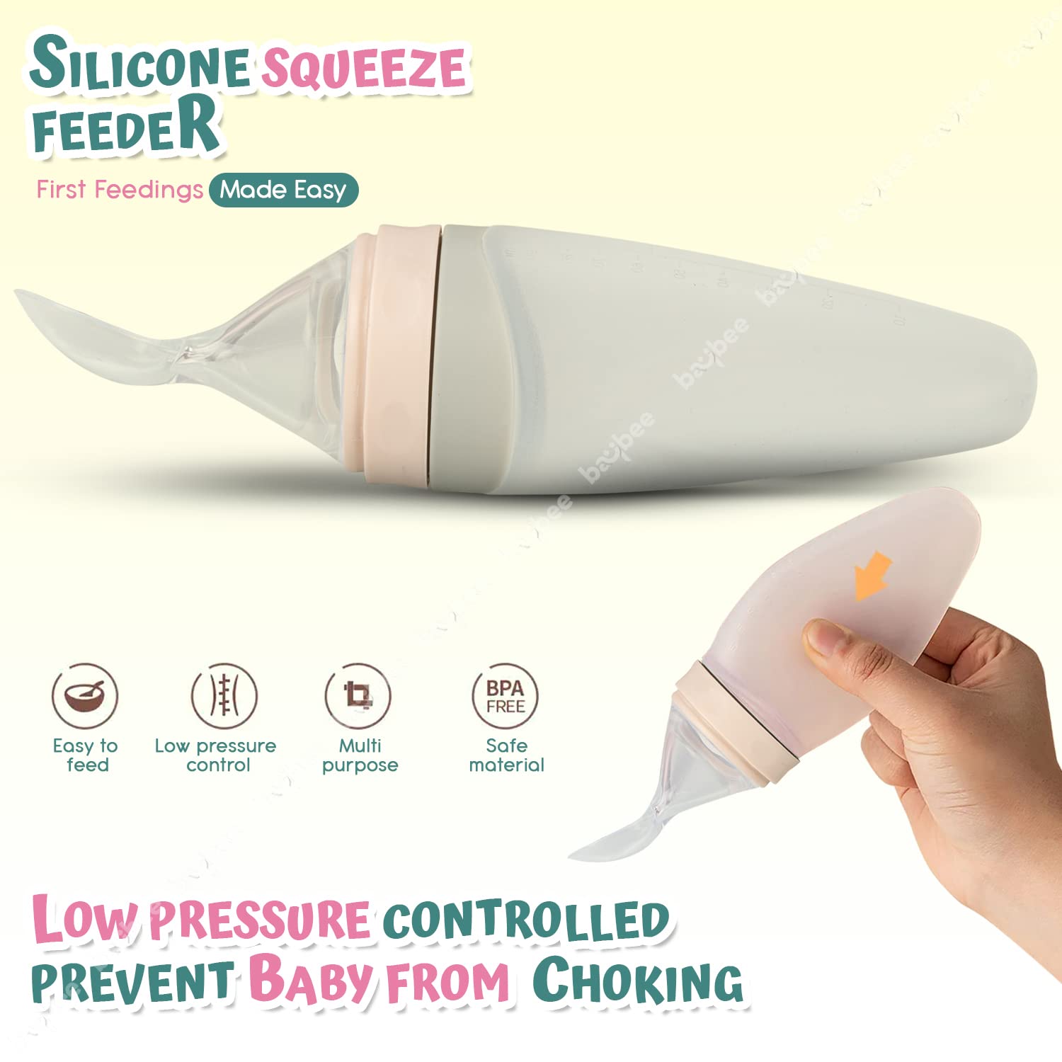 Silicone Food Feeder for Baby I Semi-Solid Food, Cereals, Puree Feeder I Anti-Colic & BPA Free for Infants I 3M+