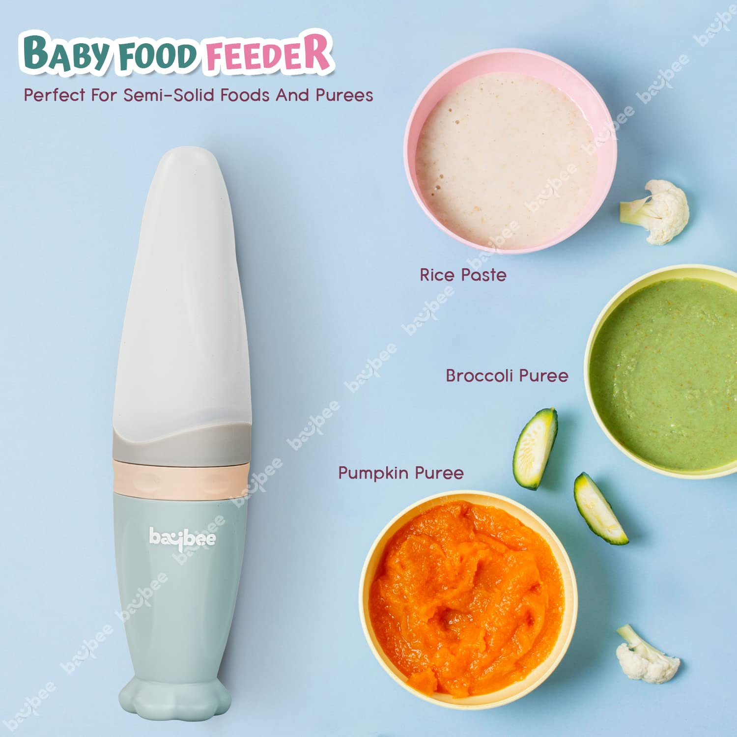 Silicone Food Feeder for Baby I Semi-Solid Food, Cereals, Puree Feeder I Anti-Colic & BPA Free for Infants I 3M+