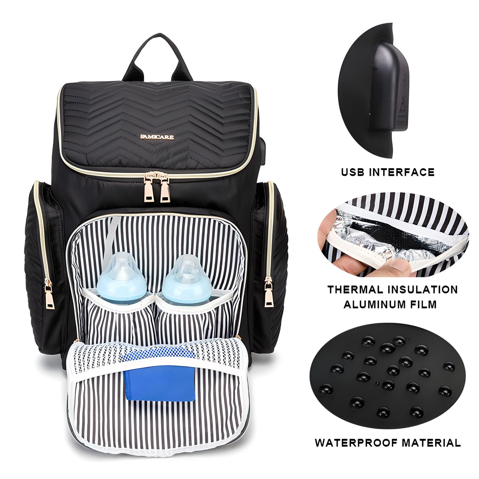 Minikin Grace Water-proof Travel Friendly Diaper Bag I Thermal Insulated Pockets