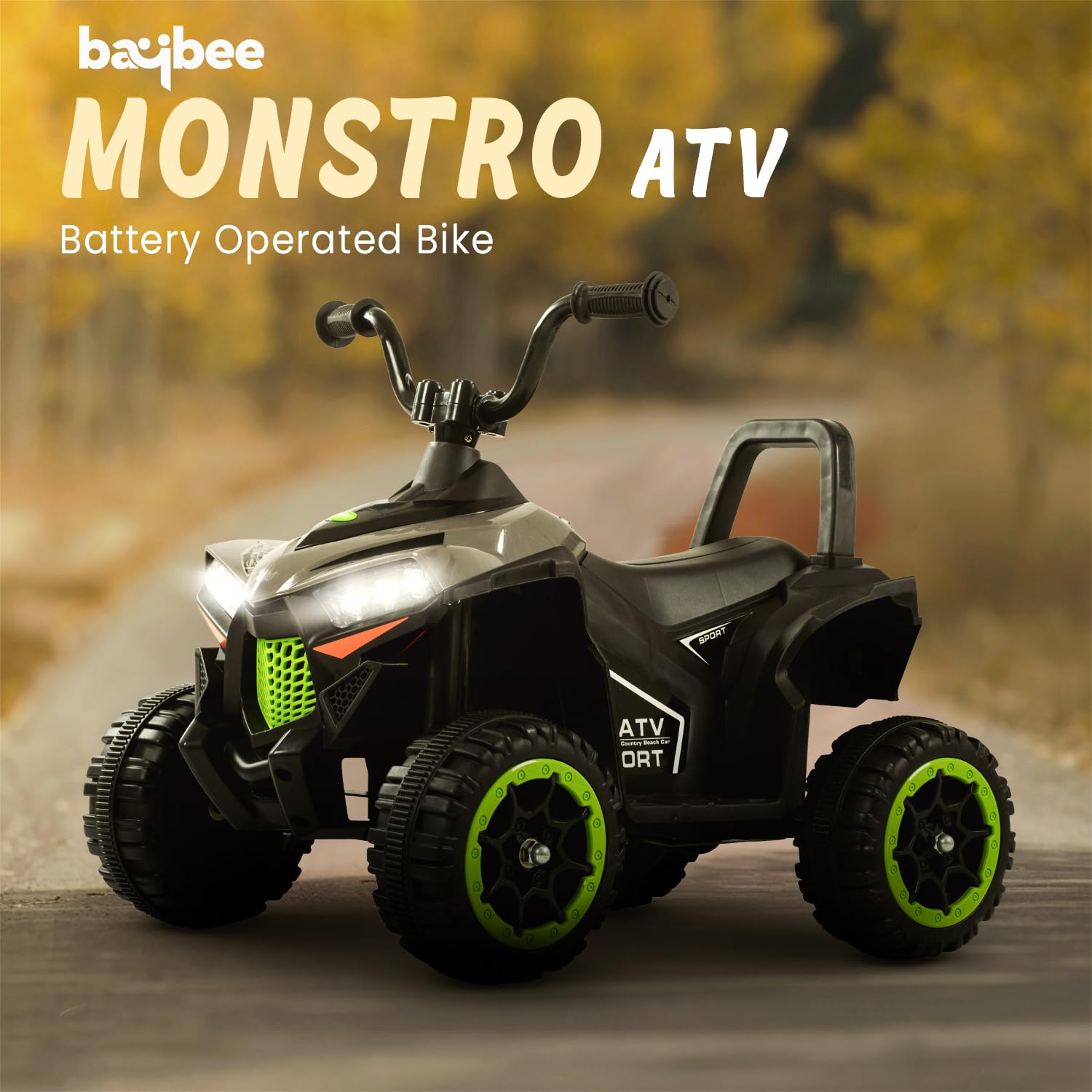 Minikin Monster ATV Electric Rechargeable Beach Buggy I LED Headlights & Music I 1-5 Years