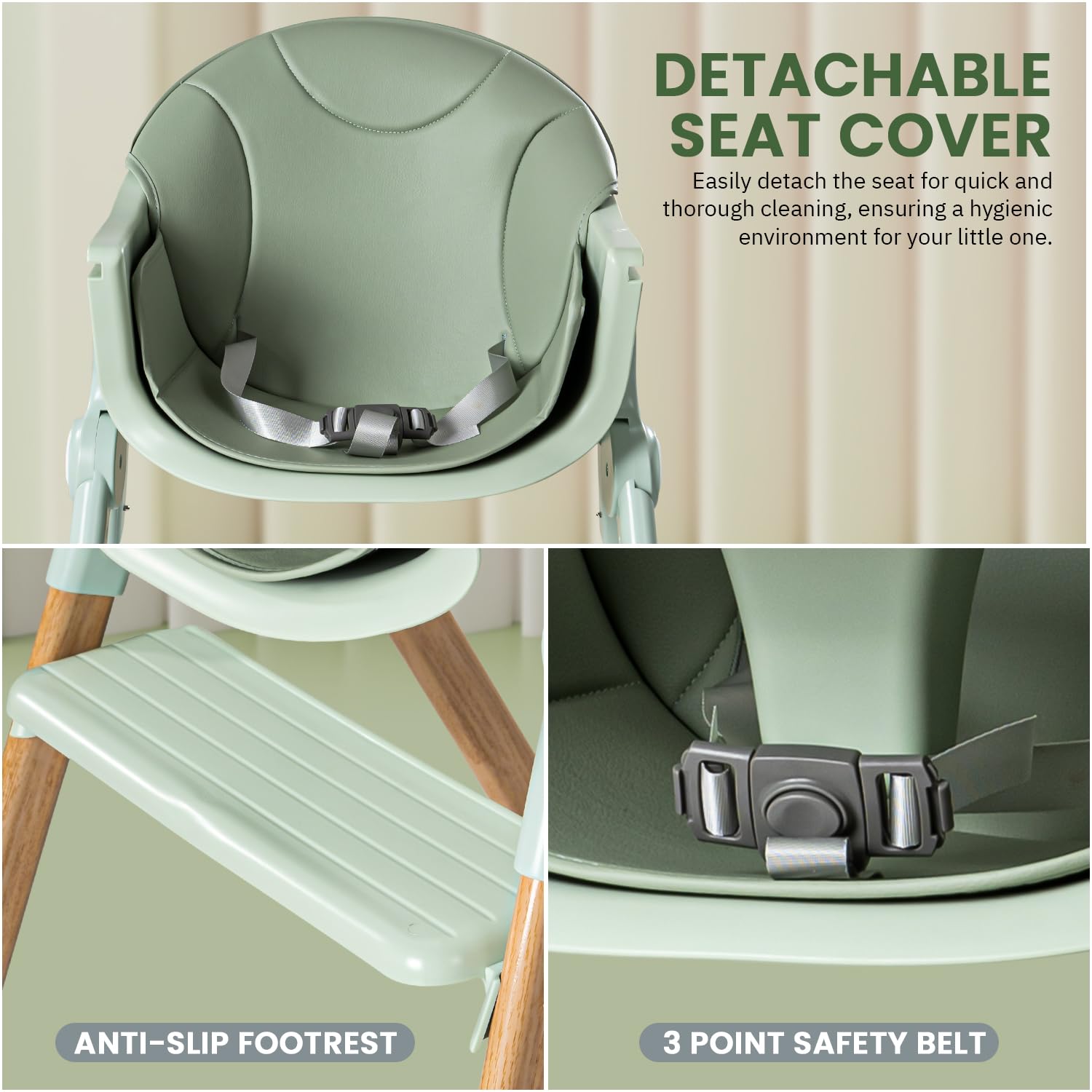 Minikin Walffy Foldable Baby High Chair | Foldable Design | 6M - 4Years