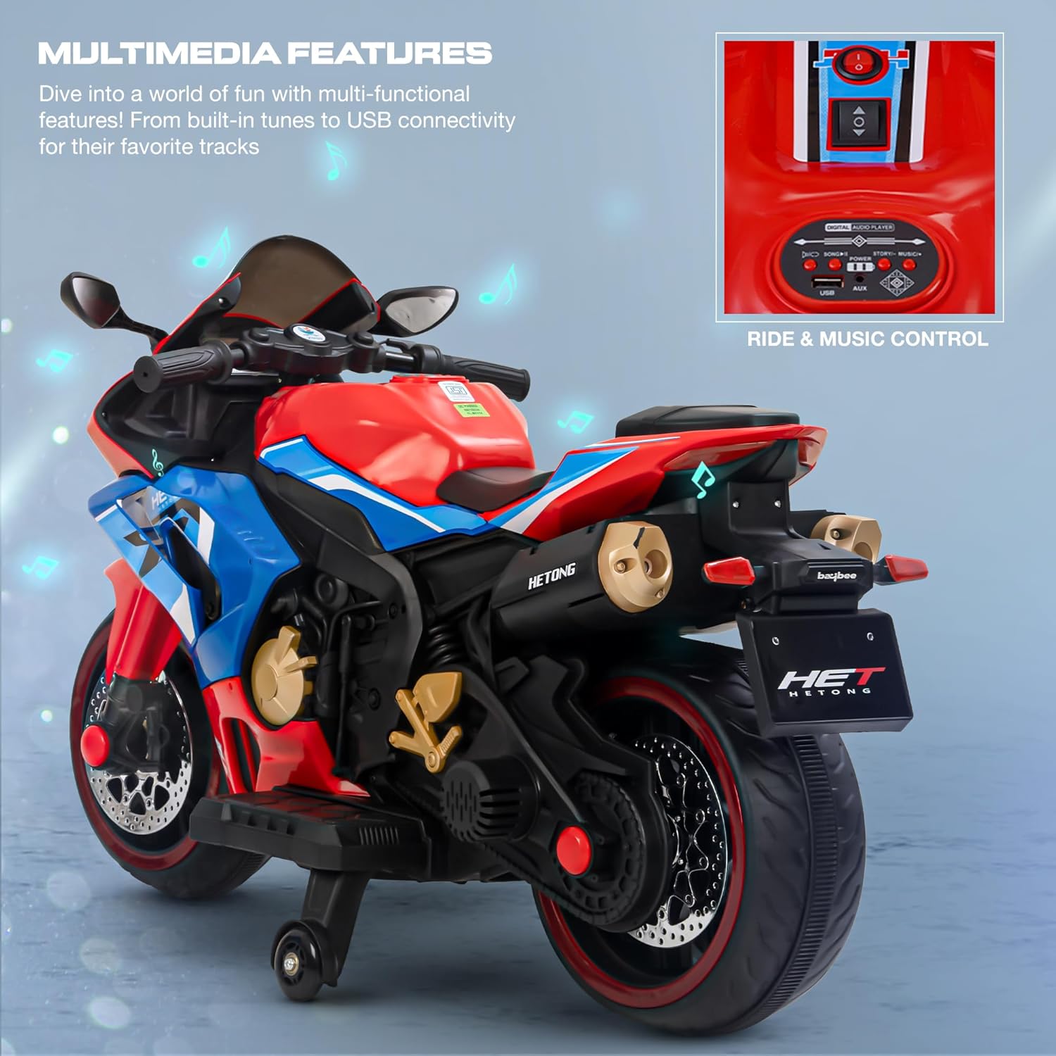 Minikin Hetong Kids Battery Operated Electric Rechargeable Bike for Kids I Handle Accelerator I 2 to 10 Years