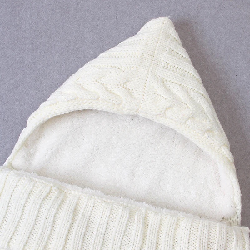 Minikin Premium Knitted Crochet Swaddle with Fur Lining I  Sleeping Bag / Stroller Sack I NB-3 Months