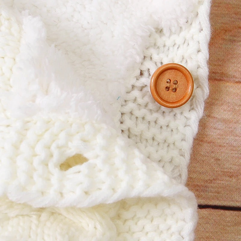 Minikin Premium Knitted Crochet Swaddle with Fur Lining I  Sleeping Bag / Stroller Sack I NB-3 Months