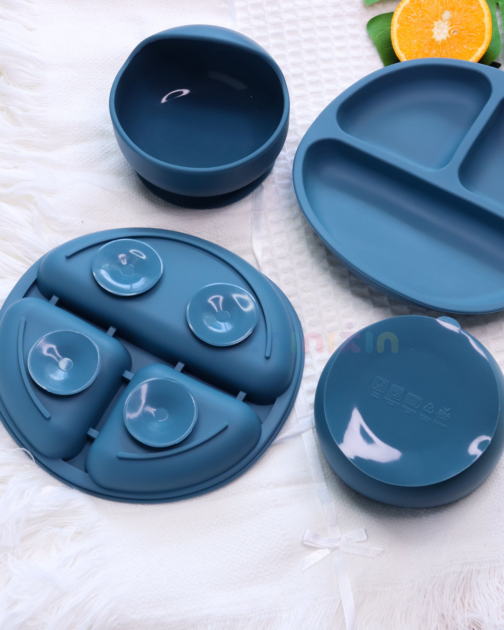 Premium Silicone Suction Feeding Dinnerware Set I 6 Pieces Set I Cobalt