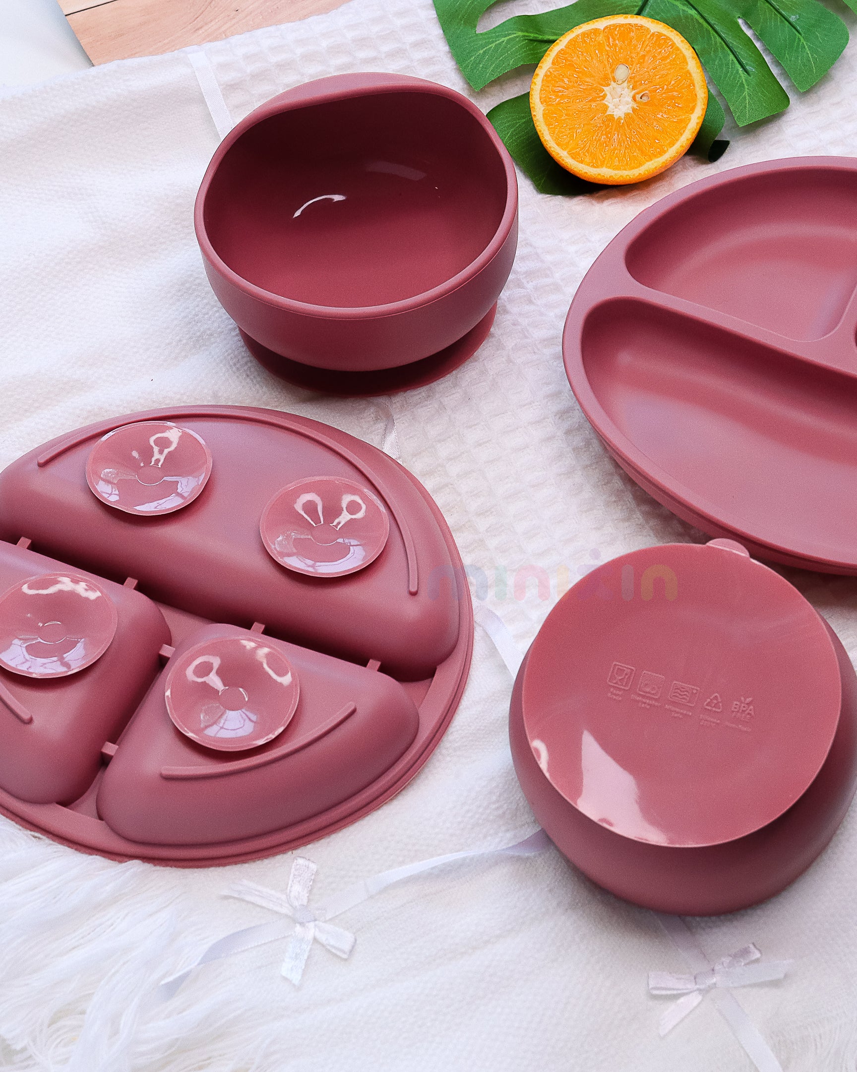 Premium Silicone Suction Feeding Dinnerware Set I 6 Pieces Set I Mulberry