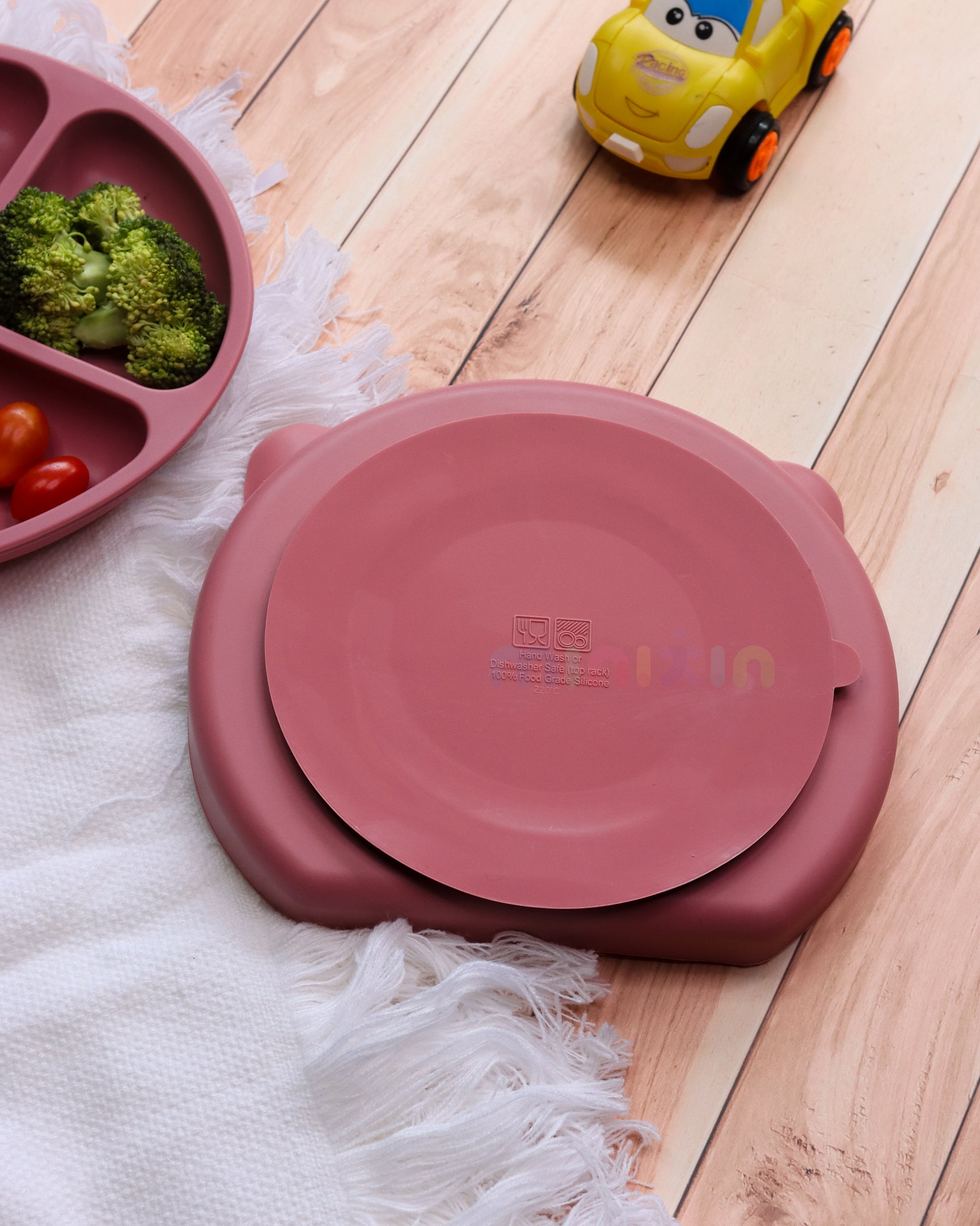 Portion Divided Plate with Suction Base | Encourages Self Eating I BPA-Free 100% Silicone Plate for Baby & Toddler I Mulberry