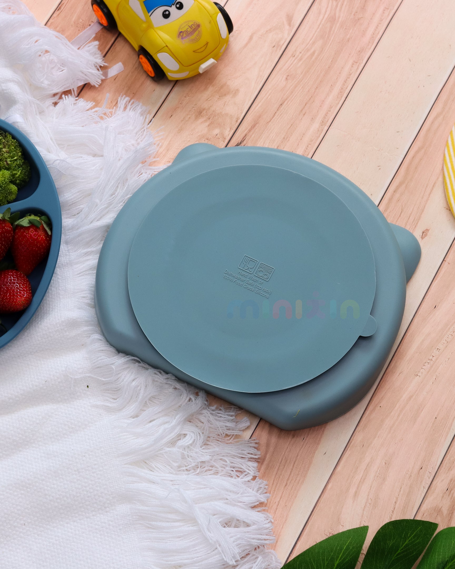 Non-Slip Divided Plate with Suction Base | Encourages Self Eating I BPA-Free 100% Silicone Plate for Baby & Toddler I Yale