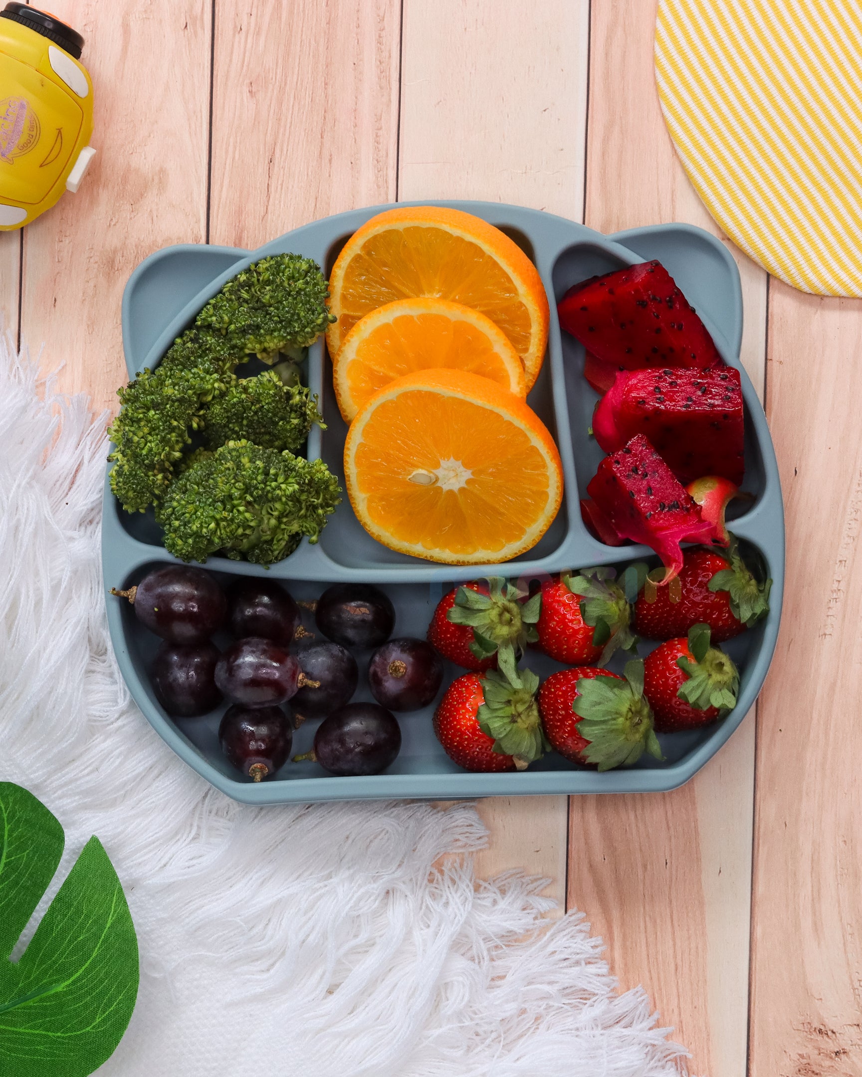 Portion Divided Plate with Suction Base | Encourages Self Eating I BPA-Free 100% Silicone Plate for Baby & Toddler I Yale