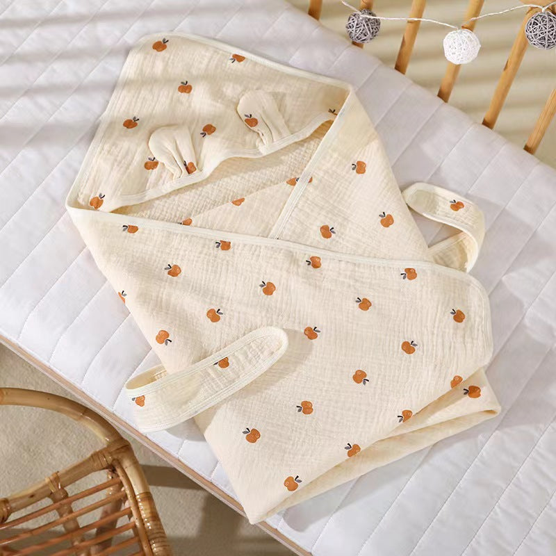 Minikin 100% Organic Muslin Cotton Gauze Hooded Swaddle Wrap I Baby Blanket I Baby Towel