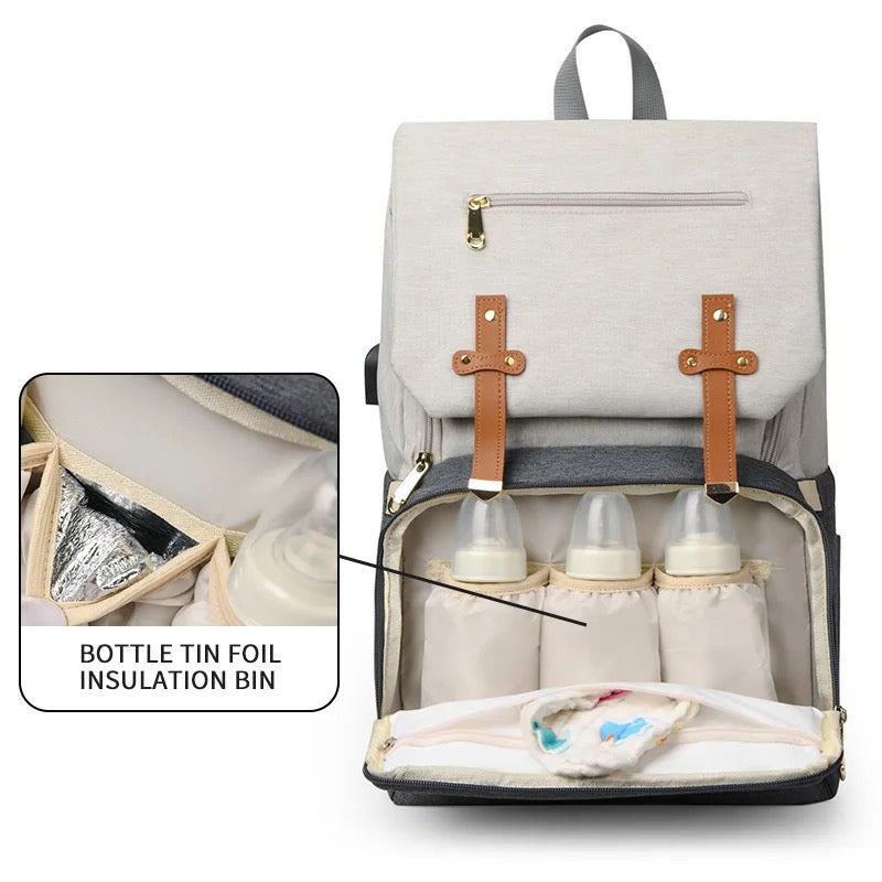 Le Queen Water Proof Premium Mommy Bag With Leather Straps