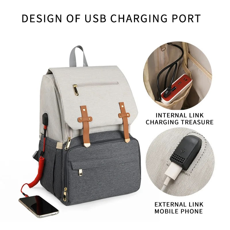 Le Queen Water Proof Premium Mommy Bag With Leather Straps