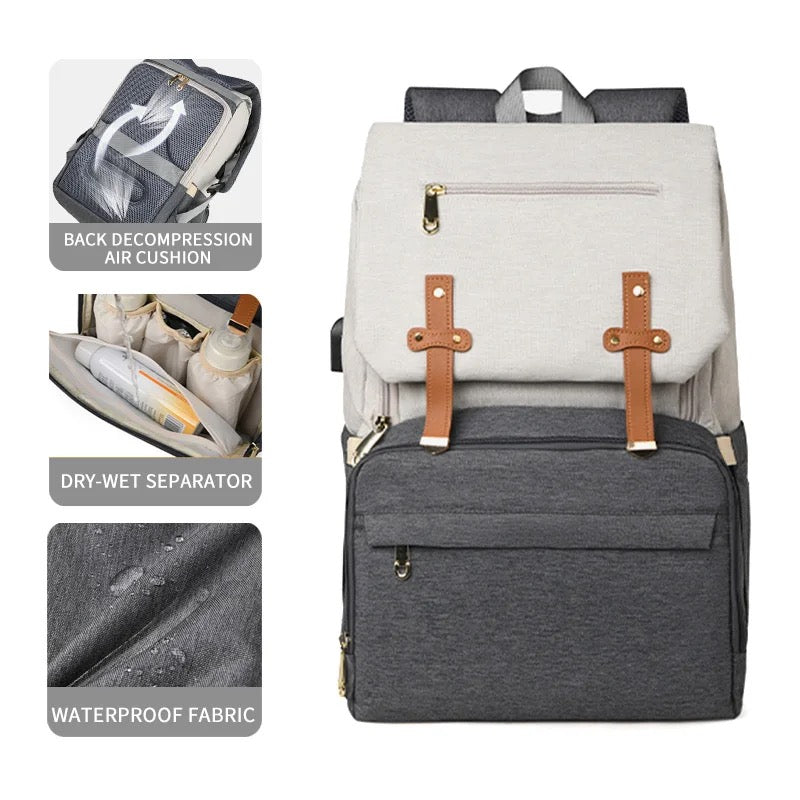 Le Queen Water Proof Premium Mommy Bag With Leather Straps