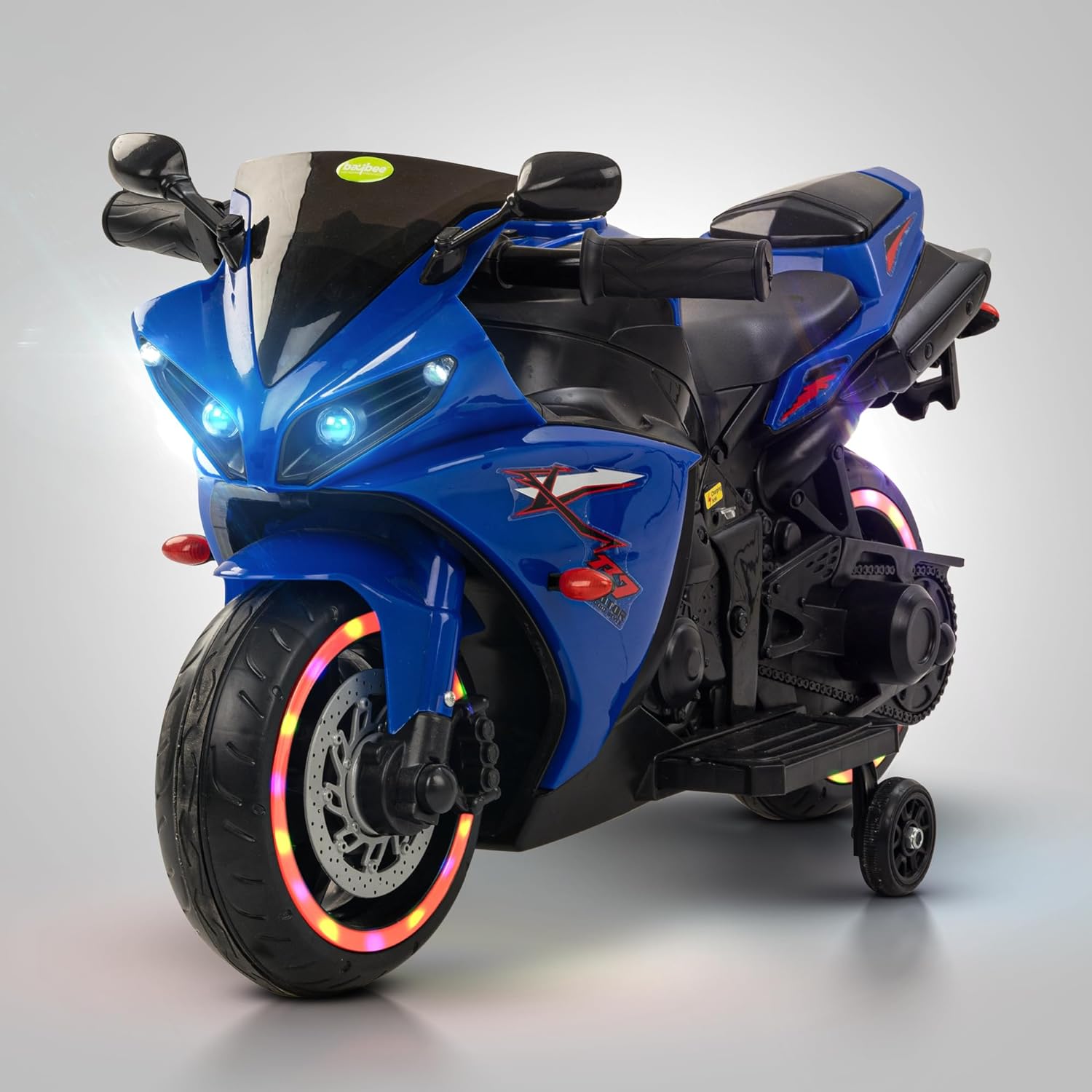 Minikin R7 Electric Rechargeable Kids Bike | Foot Accelerator | LED Lights and Music | 1-4 Years