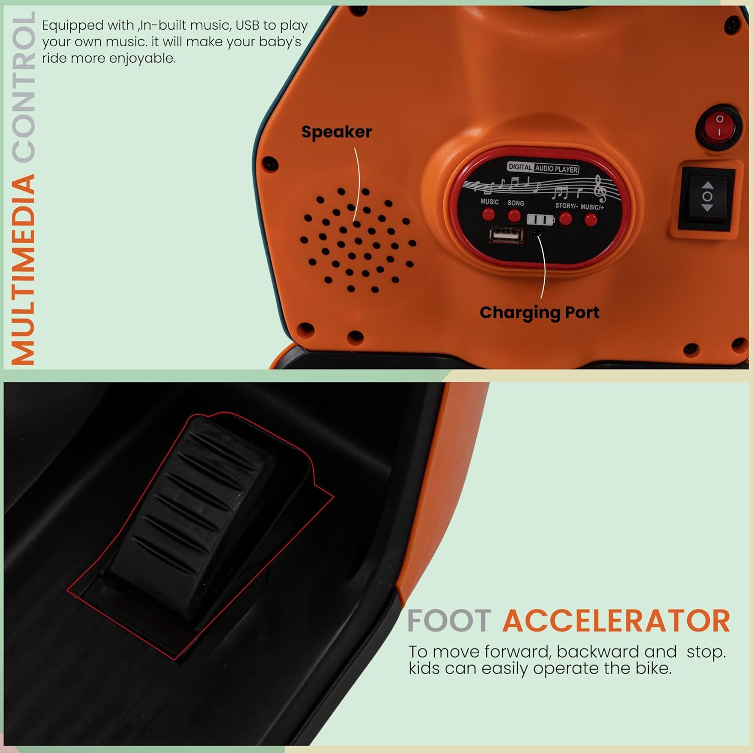 Daft Kids Rechargeable Scooty with Light & Music | 1-3 Years, Boys/Girls