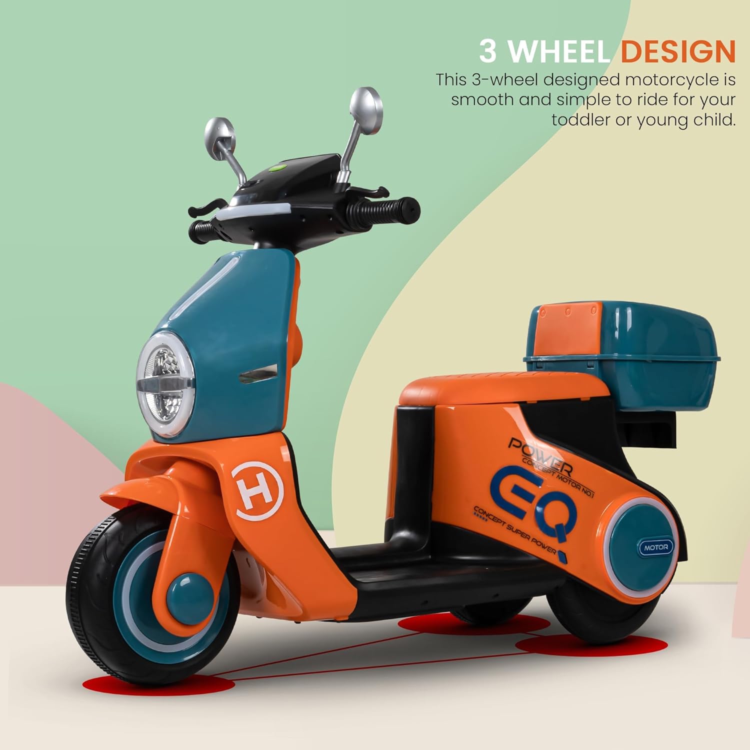 Daft Kids Rechargeable Scooty with Light & Music | 1-3 Years, Boys/Girls