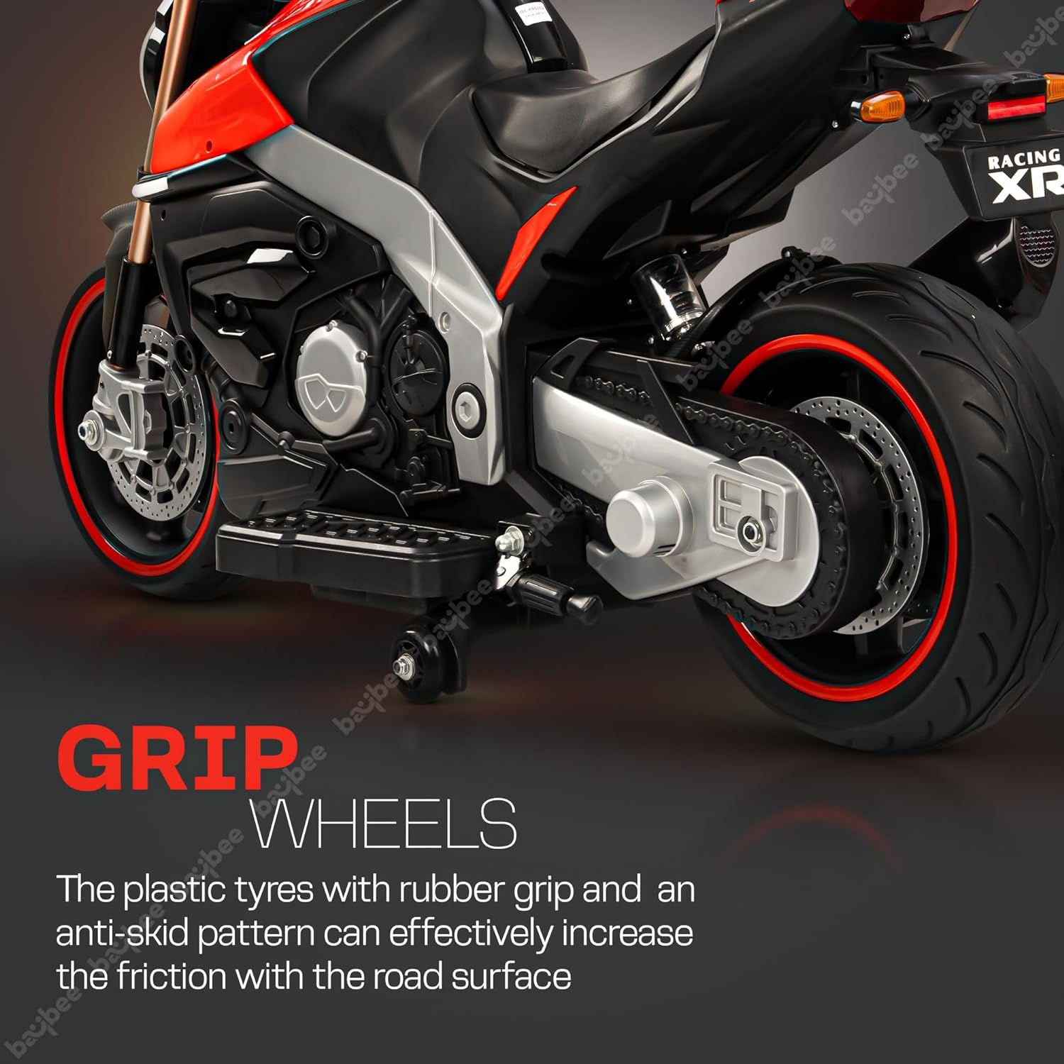 Minikin Diablo Racing Rechargeable Bike | Handle Accelerator | Support Wheels | 2-8 Years