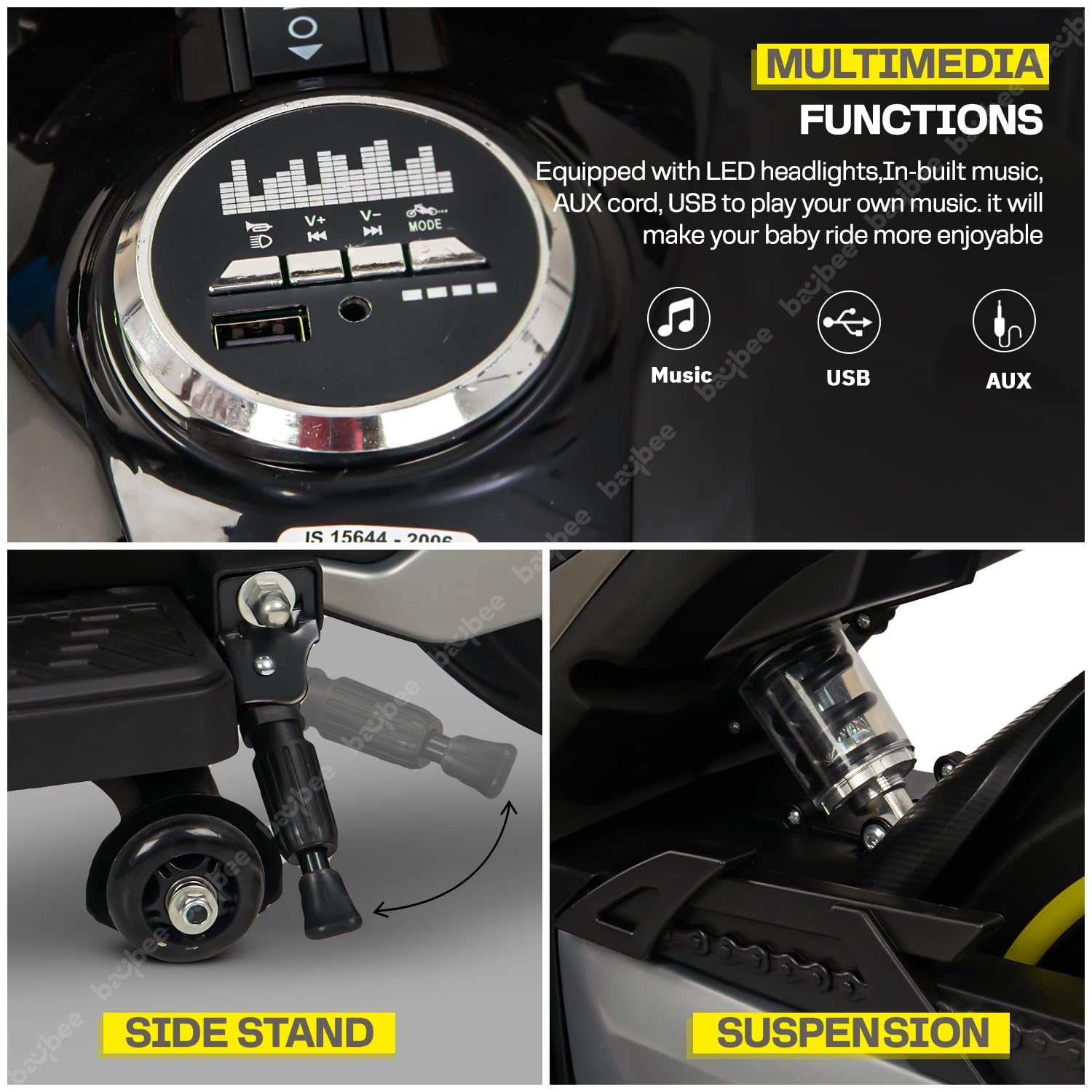 Minikin XR Racing Rechargeable Super Bike | Handle Accelerator | Support Wheels | 2-8 Years